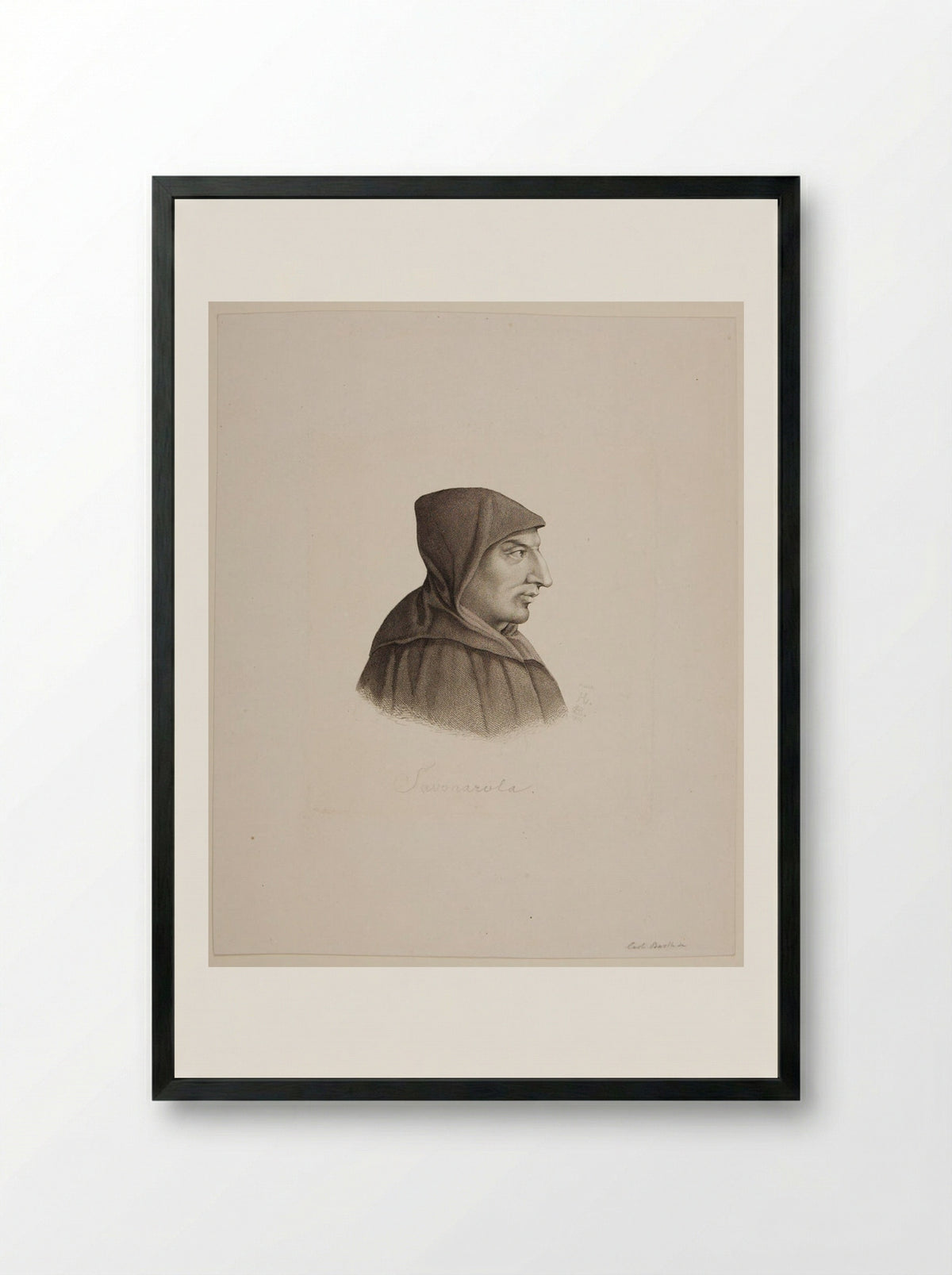 Savonarola - Johann Carl Barth - Framed Print Black