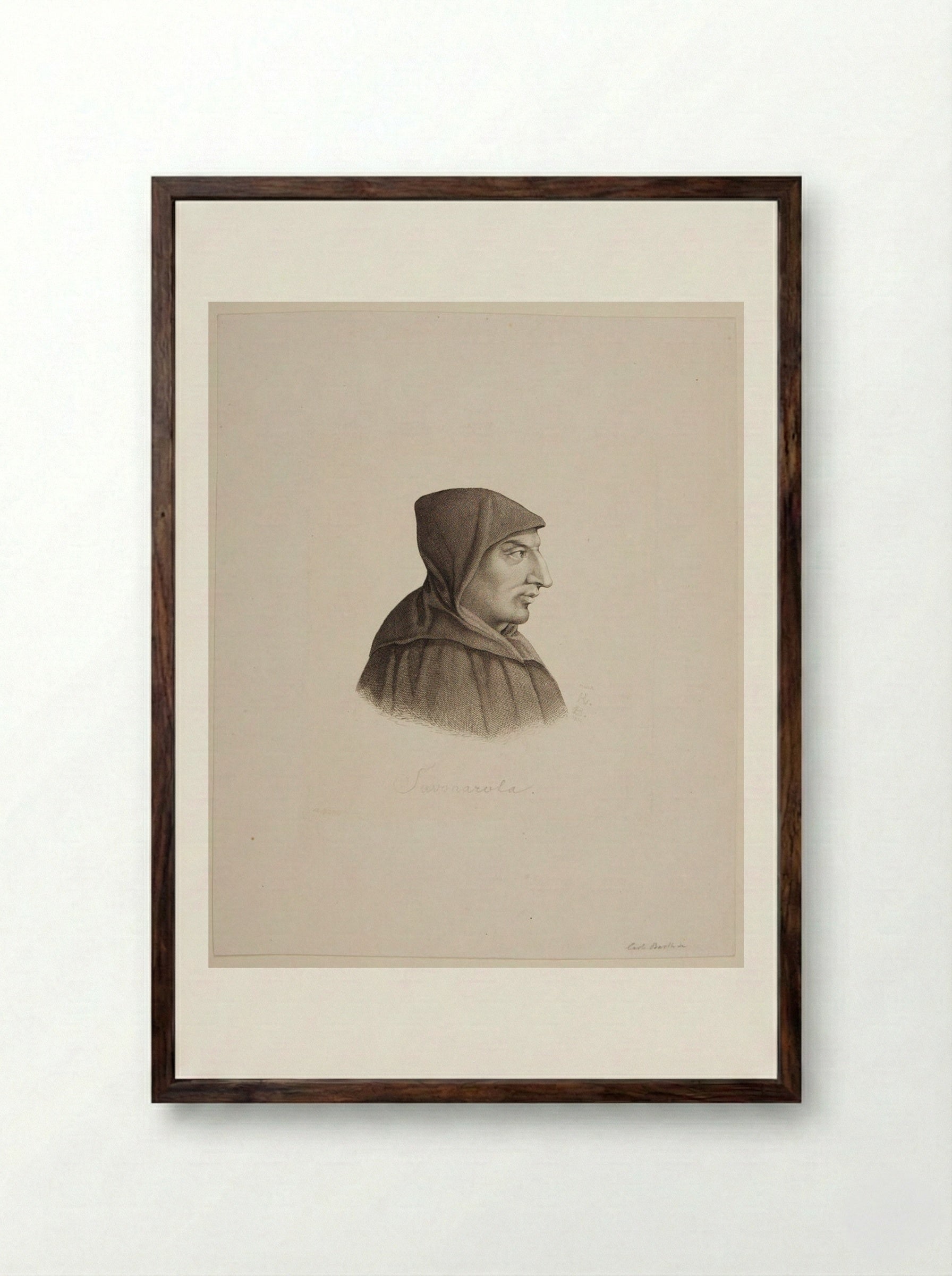 Savonarola - Johann Carl Barth - Framed Print Dark Wood