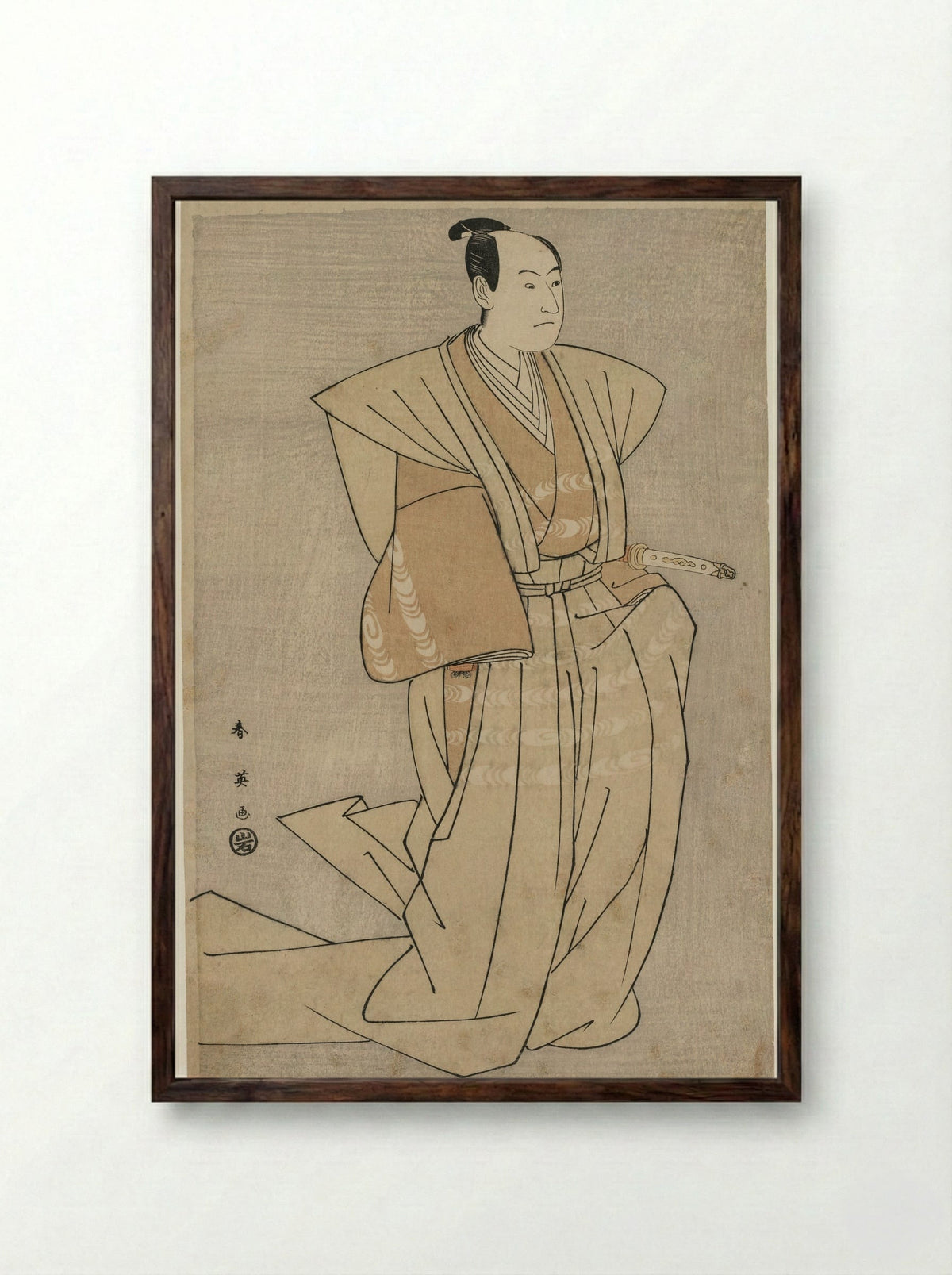 Sawamura Sojuro III as Enya Hangan in Kanadehon Chushingura - Katsukawa Shunei - Framed Print Dark Wood