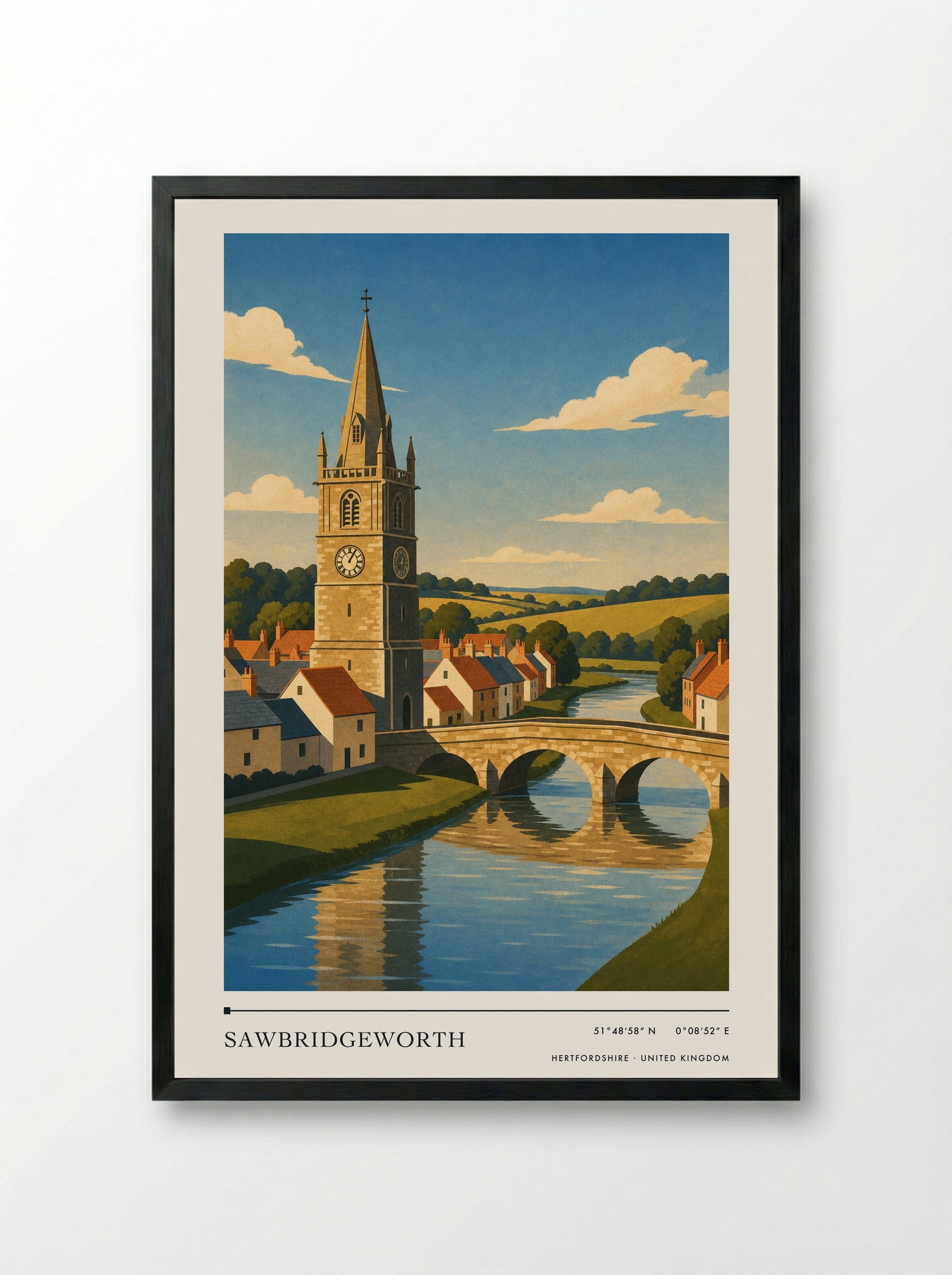 Sawbridgeworth Hertfordshire United Kingdom Travel Poster - Framed Print Black