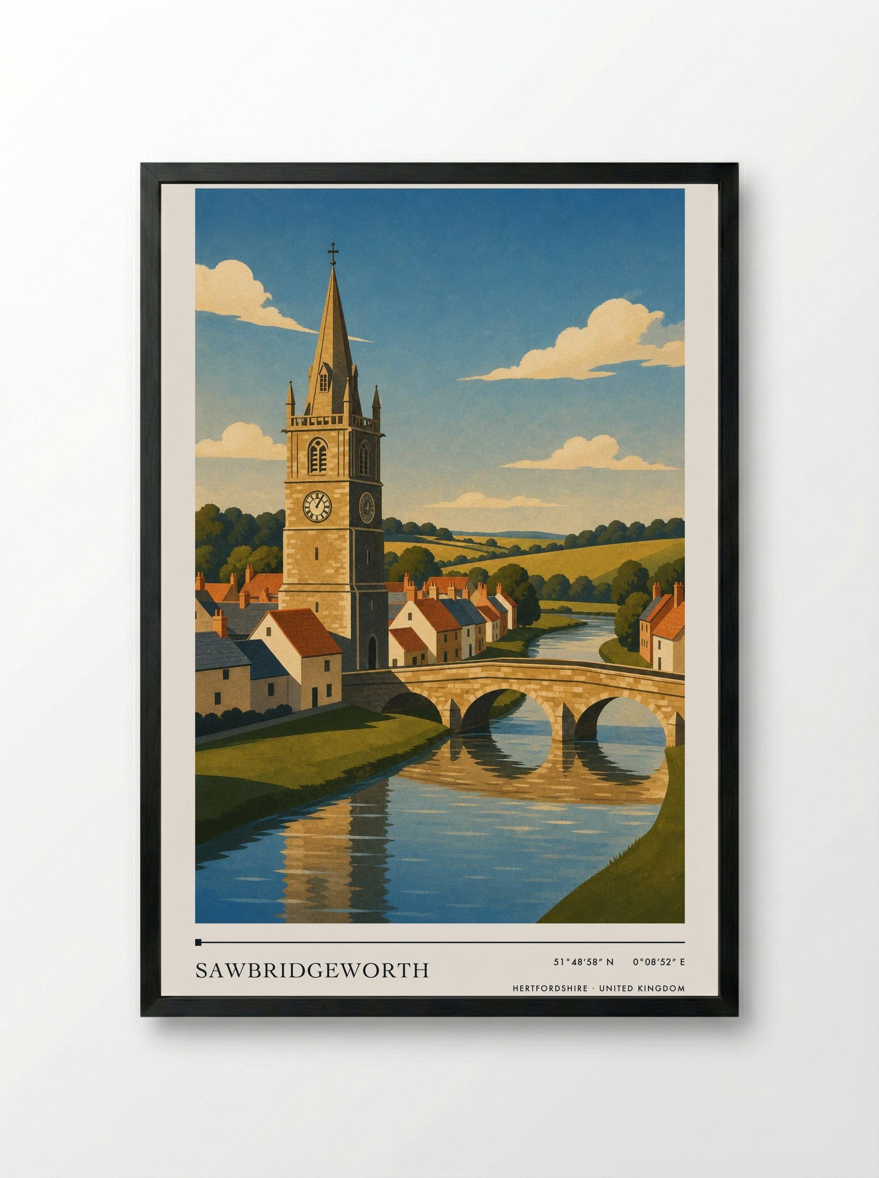 Sawbridgeworth Hertfordshire United Kingdom Travel Poster - Framed Print Black