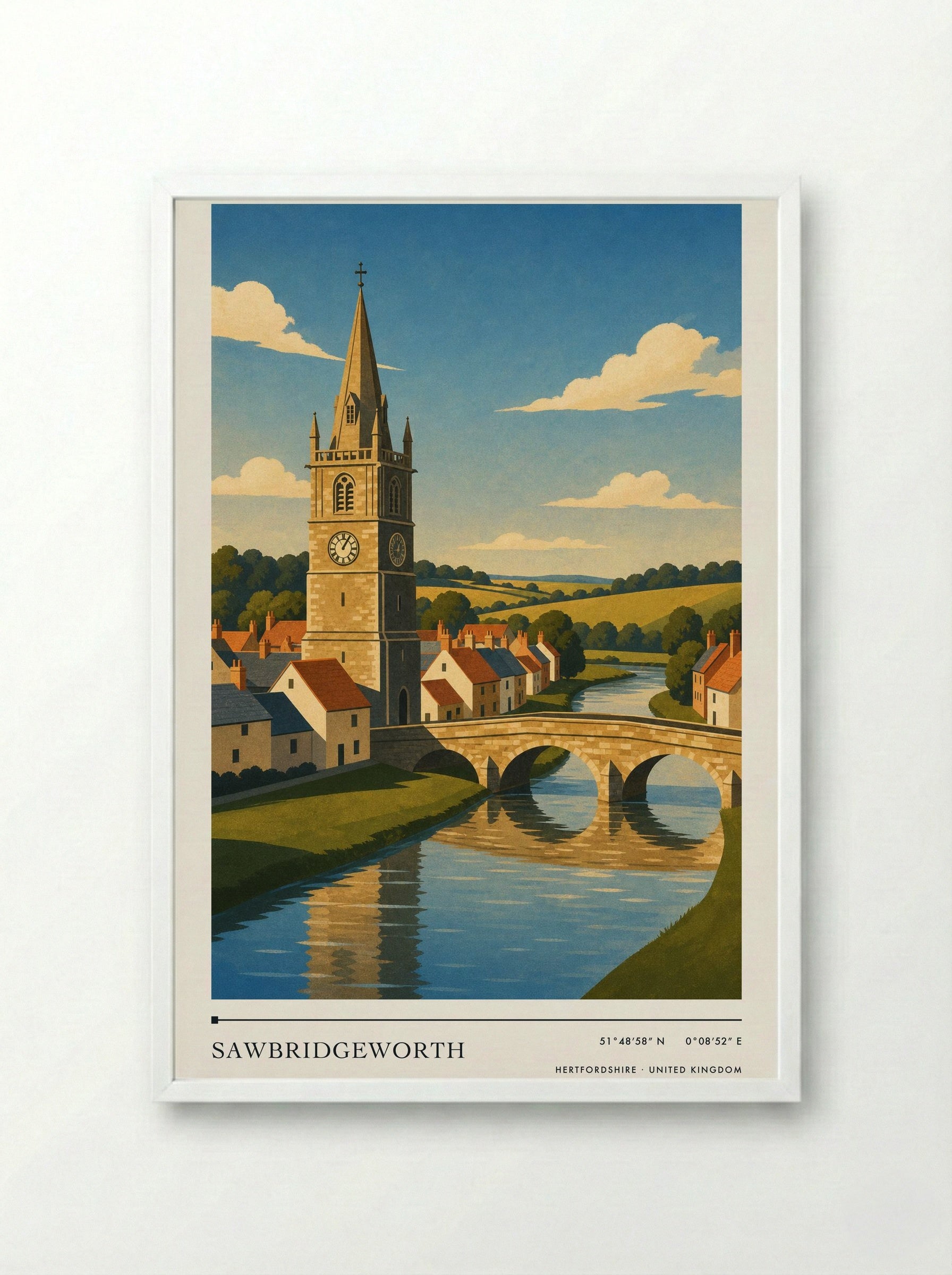 Sawbridgeworth Hertfordshire United Kingdom Travel Poster - Framed Print White