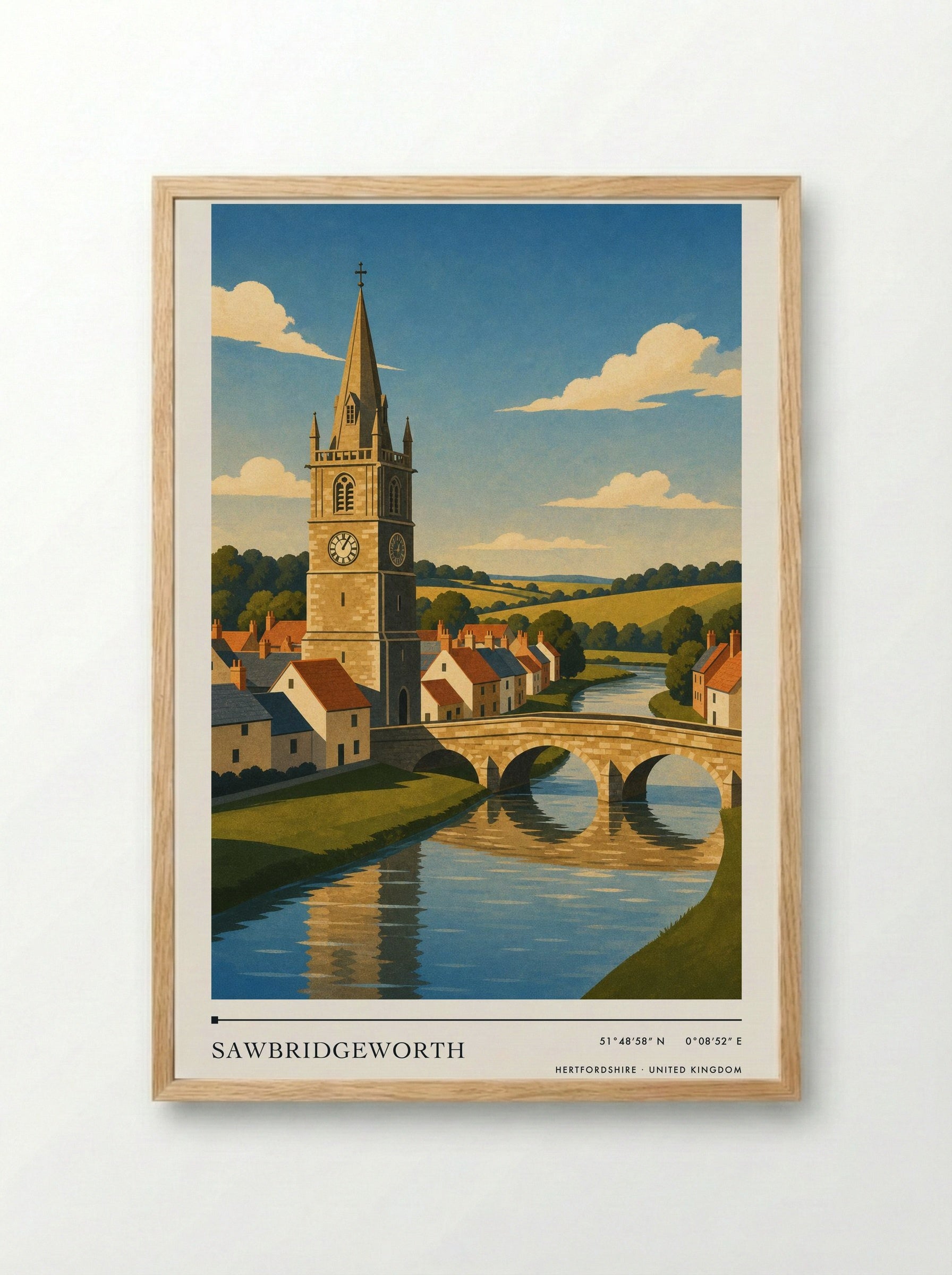 Sawbridgeworth Hertfordshire United Kingdom Travel Poster - Framed Print Wood