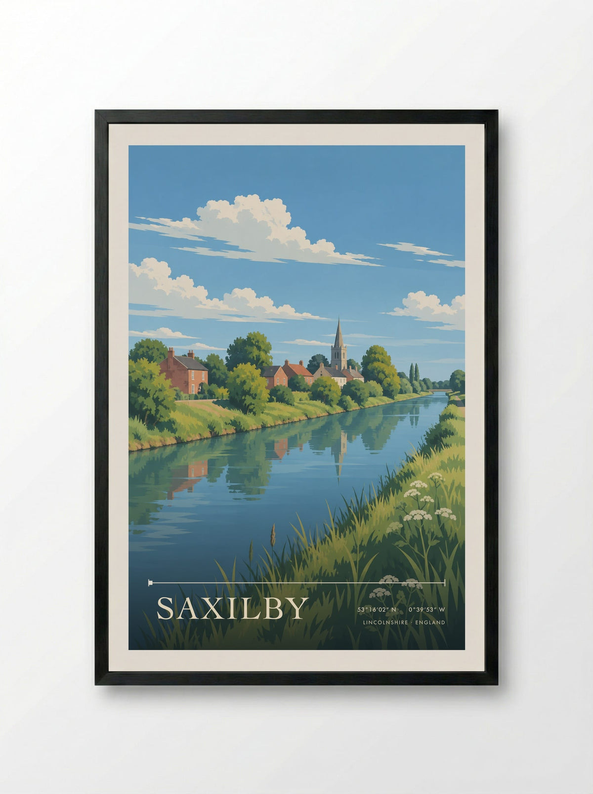 Saxilby, Lincolnshire | Travel Poster - Framed Print Black