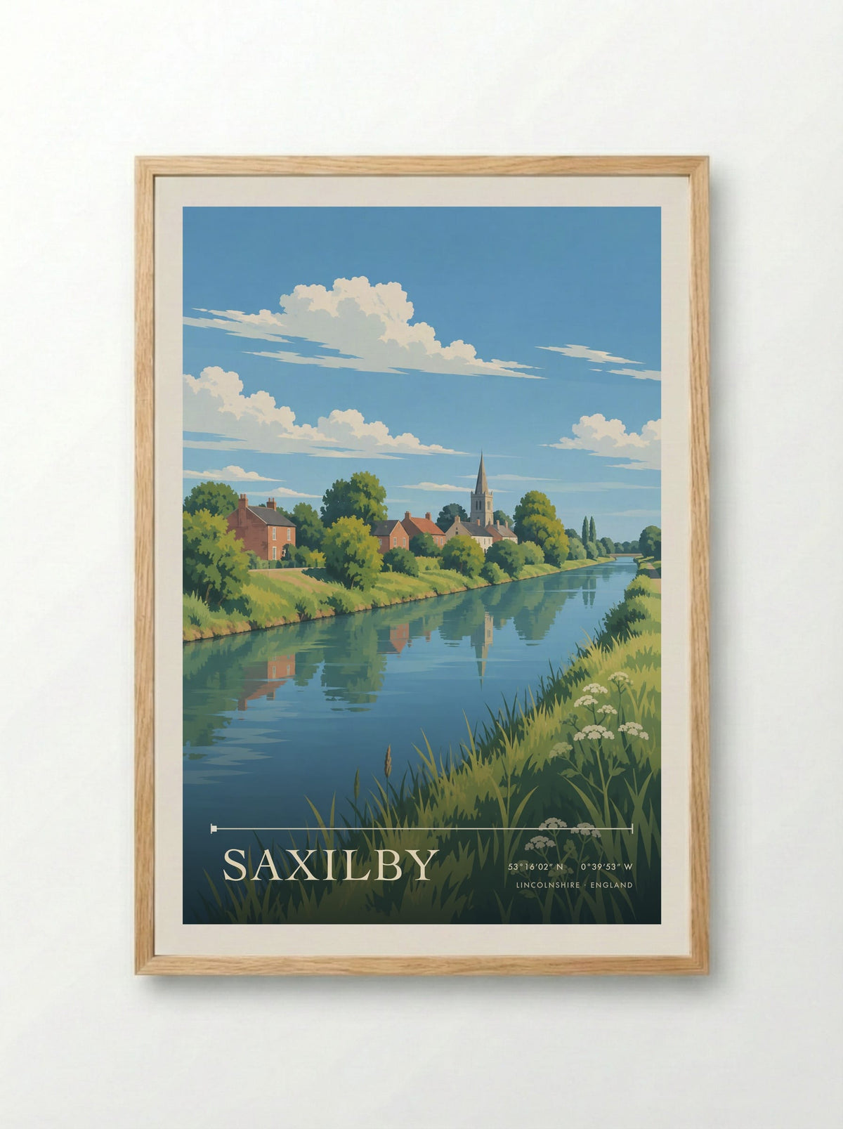 Saxilby, Lincolnshire | Travel Poster - Framed Print Wood