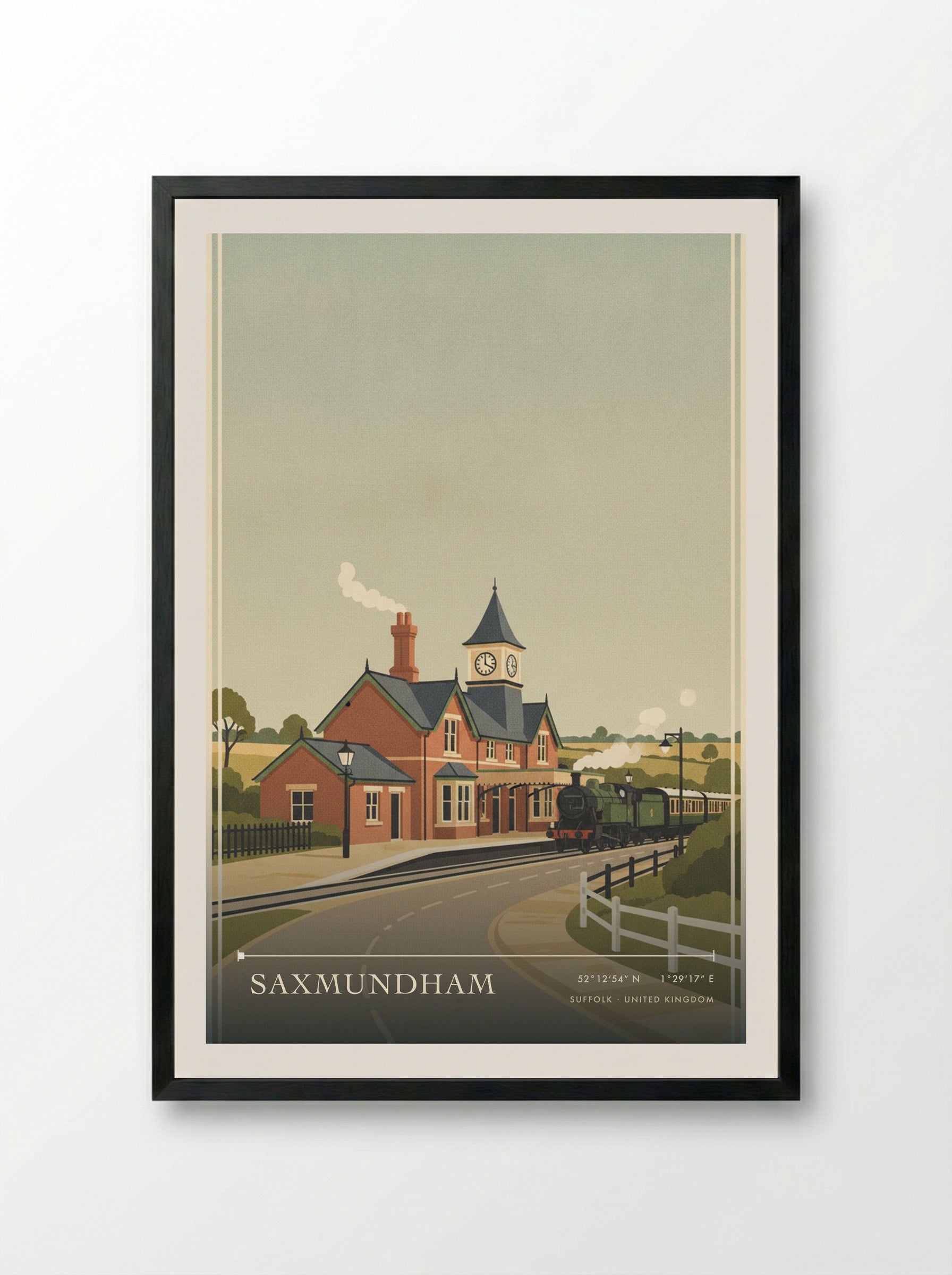 Saxmundham Suffolk United Kingdom Travel Poster - Framed Print Black