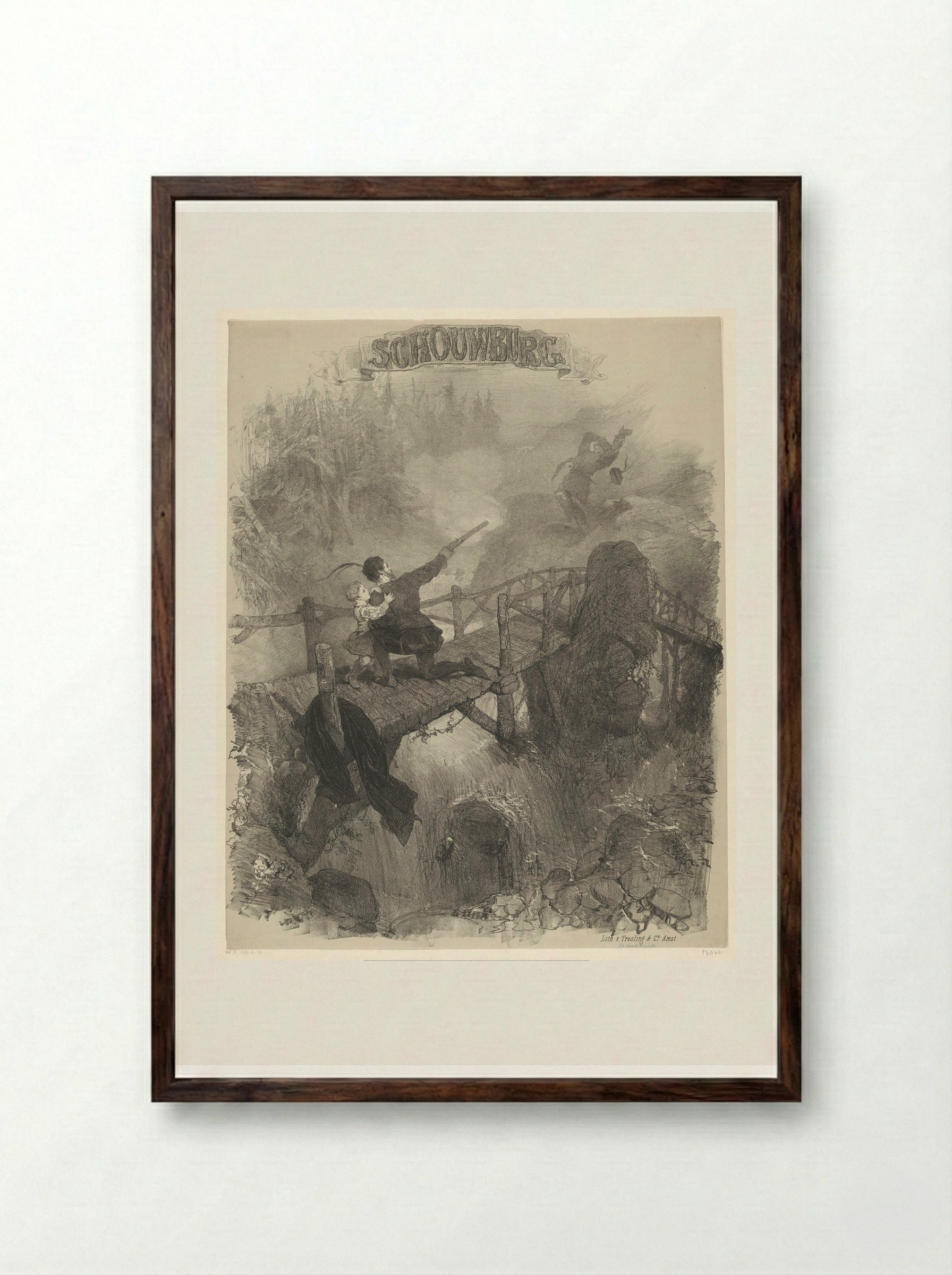 Scène uit ballet De zwarte duivel - Charles Rochussen - Framed Print Dark Wood