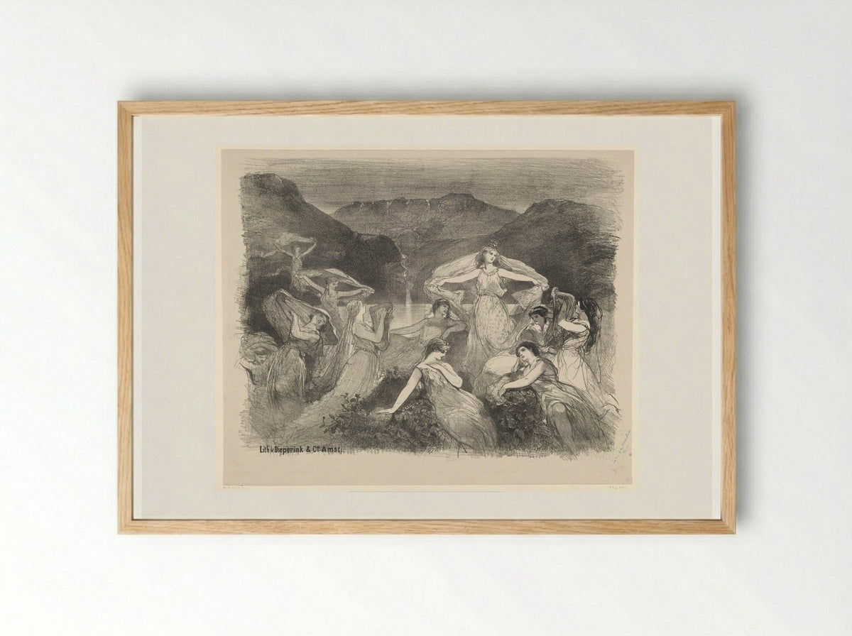 Scène uit ballet Zélie of de toversluier - Charles Rochussen - Framed Print Wood
