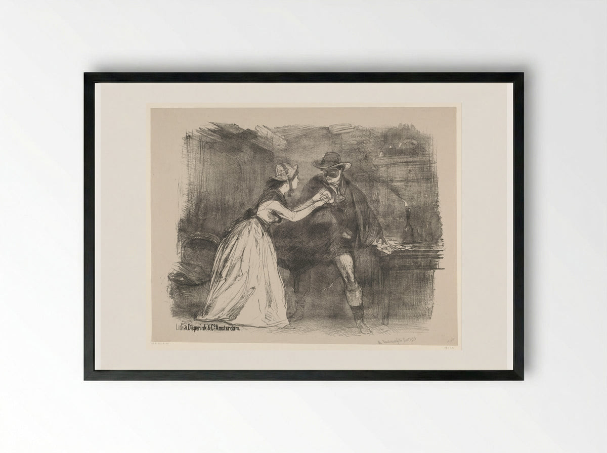Scène uit toneeldrama De kinderroofster - Charles Rochussen - Framed Print Black