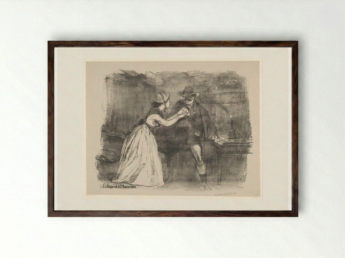 Scène uit toneeldrama De kinderroofster - Charles Rochussen - Framed Print Dark Wood