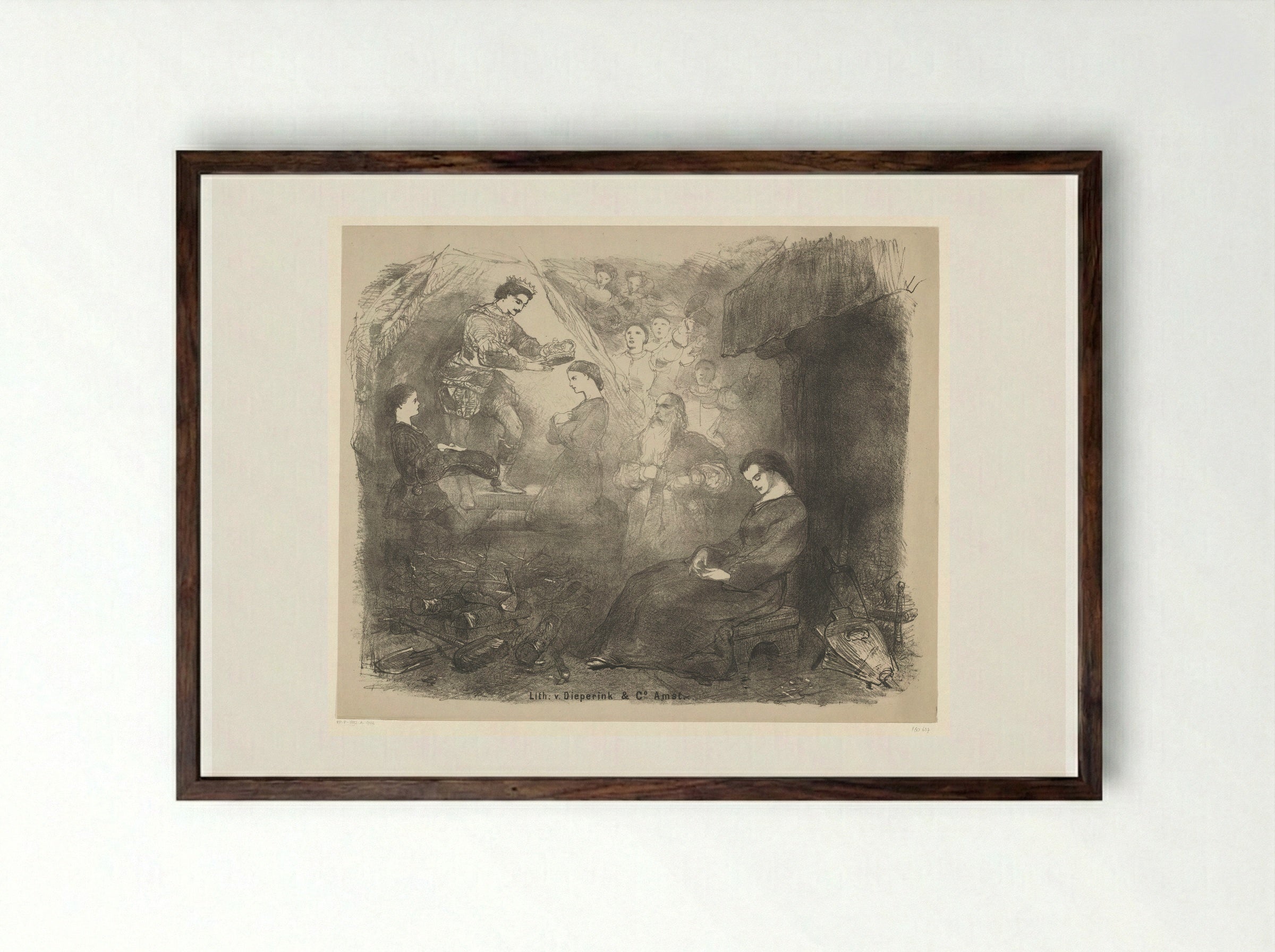 Scène uit toneelstuk Assepoester - Charles Rochussen - Framed Print Dark Wood