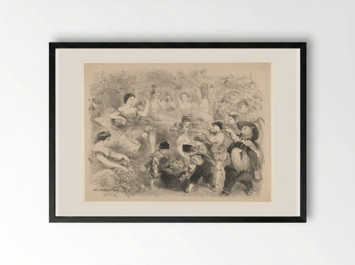 Scène uit toneelstuk De gelaarsde kat - Charles Rochussen - Framed Print Black