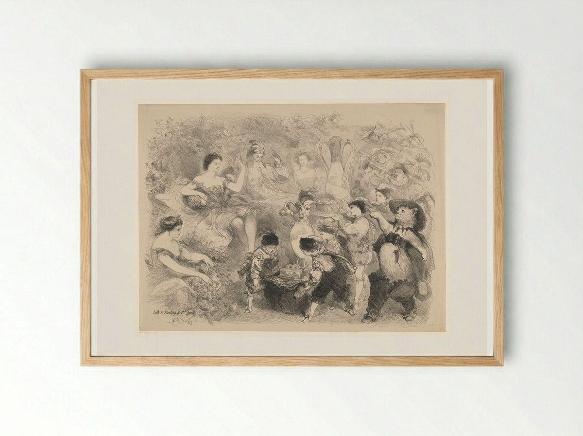 Scène uit toneelstuk De gelaarsde kat - Charles Rochussen - Framed Print Wood