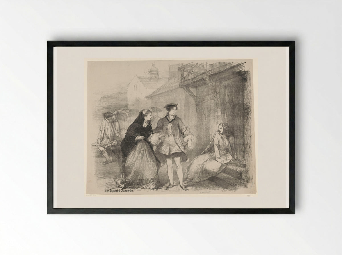 Scène uit toneelstuk De kaartlegster - Charles Rochussen - Framed Print Black