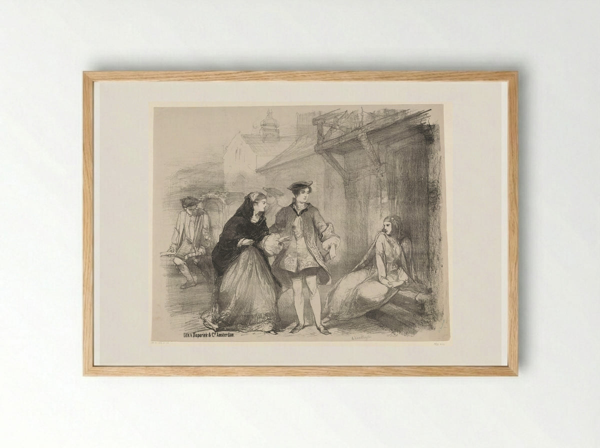 Scène uit toneelstuk De kaartlegster - Charles Rochussen - Framed Print Wood