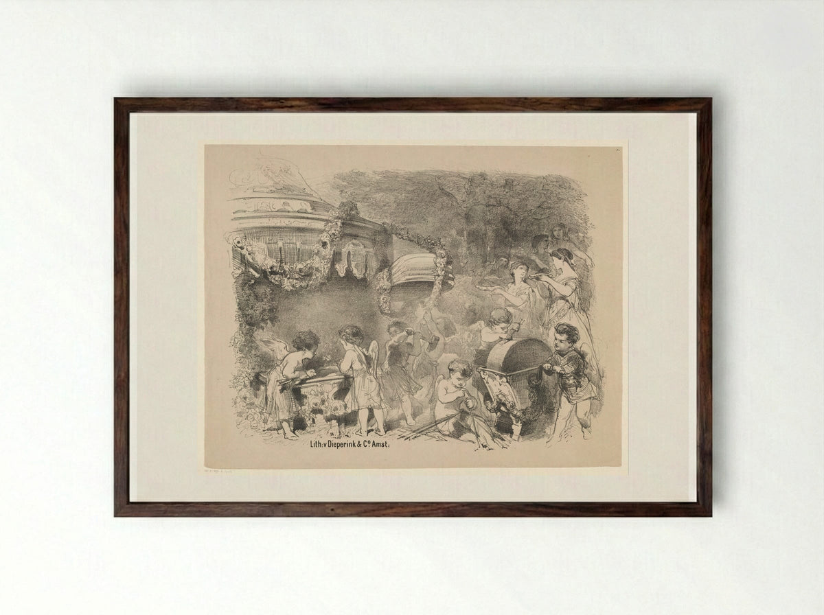 Scène uit toneelstuk Prinses zonder hart - Charles Rochussen - Framed Print Dark Wood