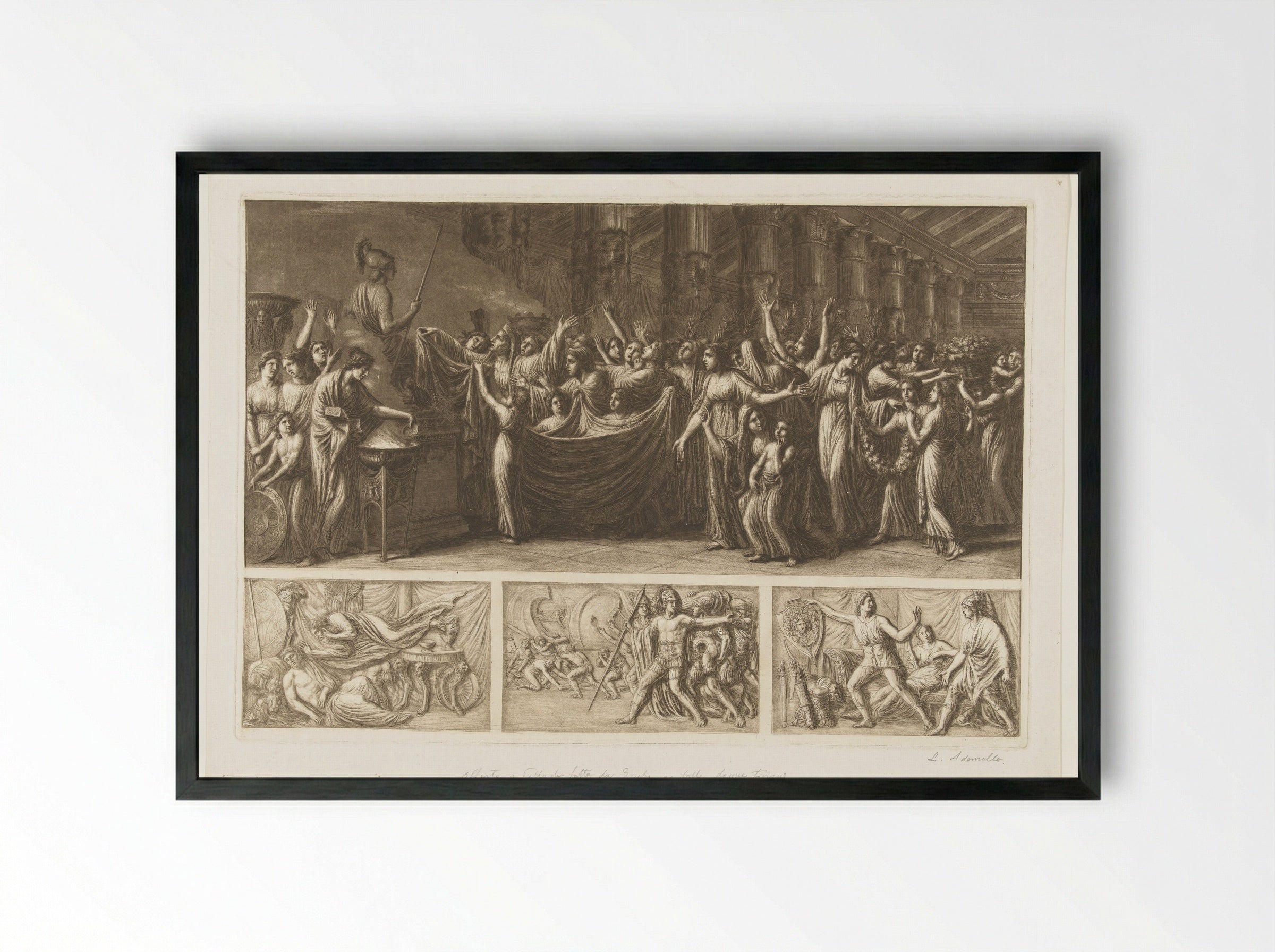 Scènes uit de Trojaanse oorlog - Luigi Ademollo - Framed Print Black