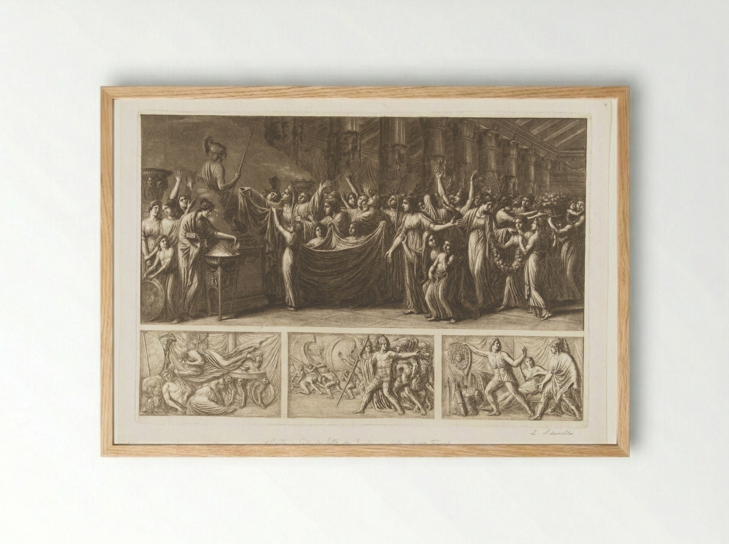 Scènes uit de Trojaanse oorlog - Luigi Ademollo - Framed Print Wood