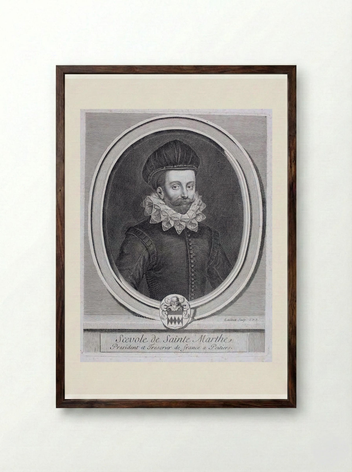 Scévole de Sainte-Marthe - Gérard Edelinck - Framed Print Dark Wood