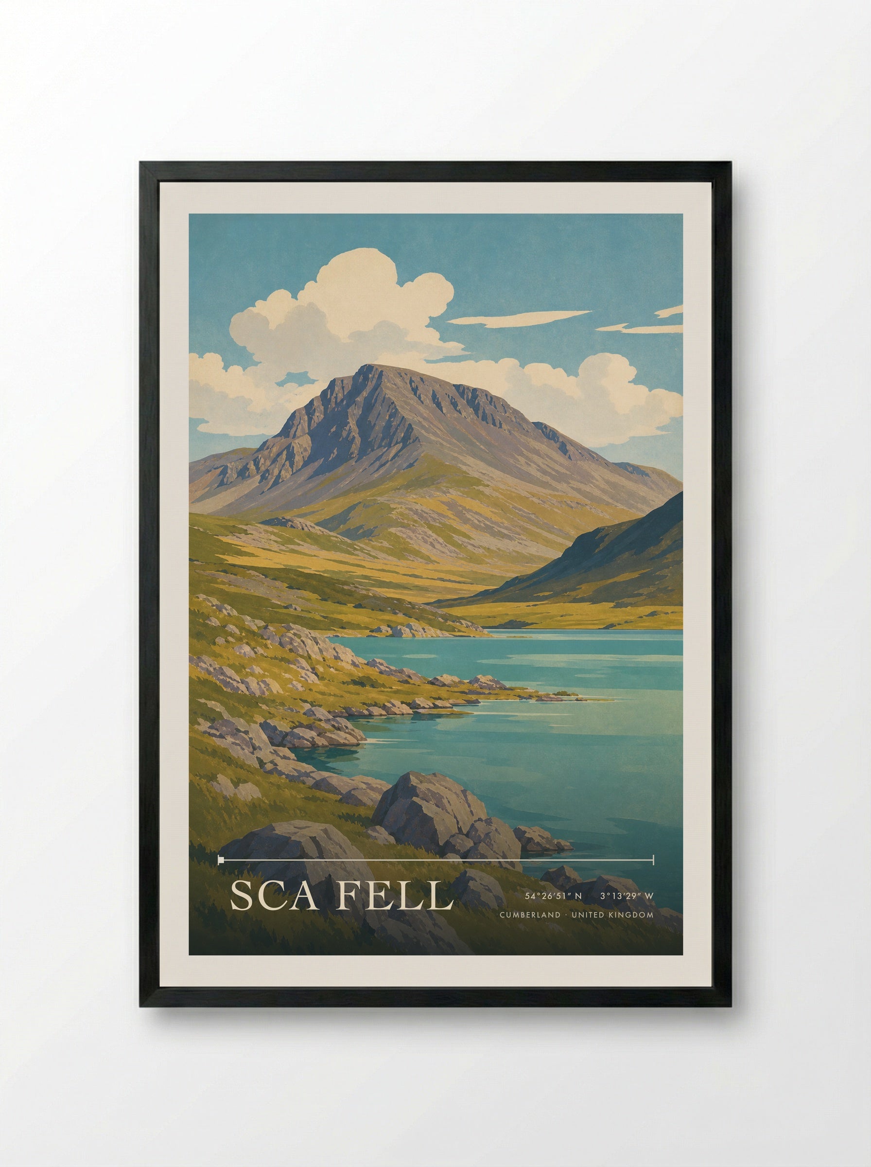 Sca Fell Cumberland United Kingdom Travel Poster - Framed Print Black