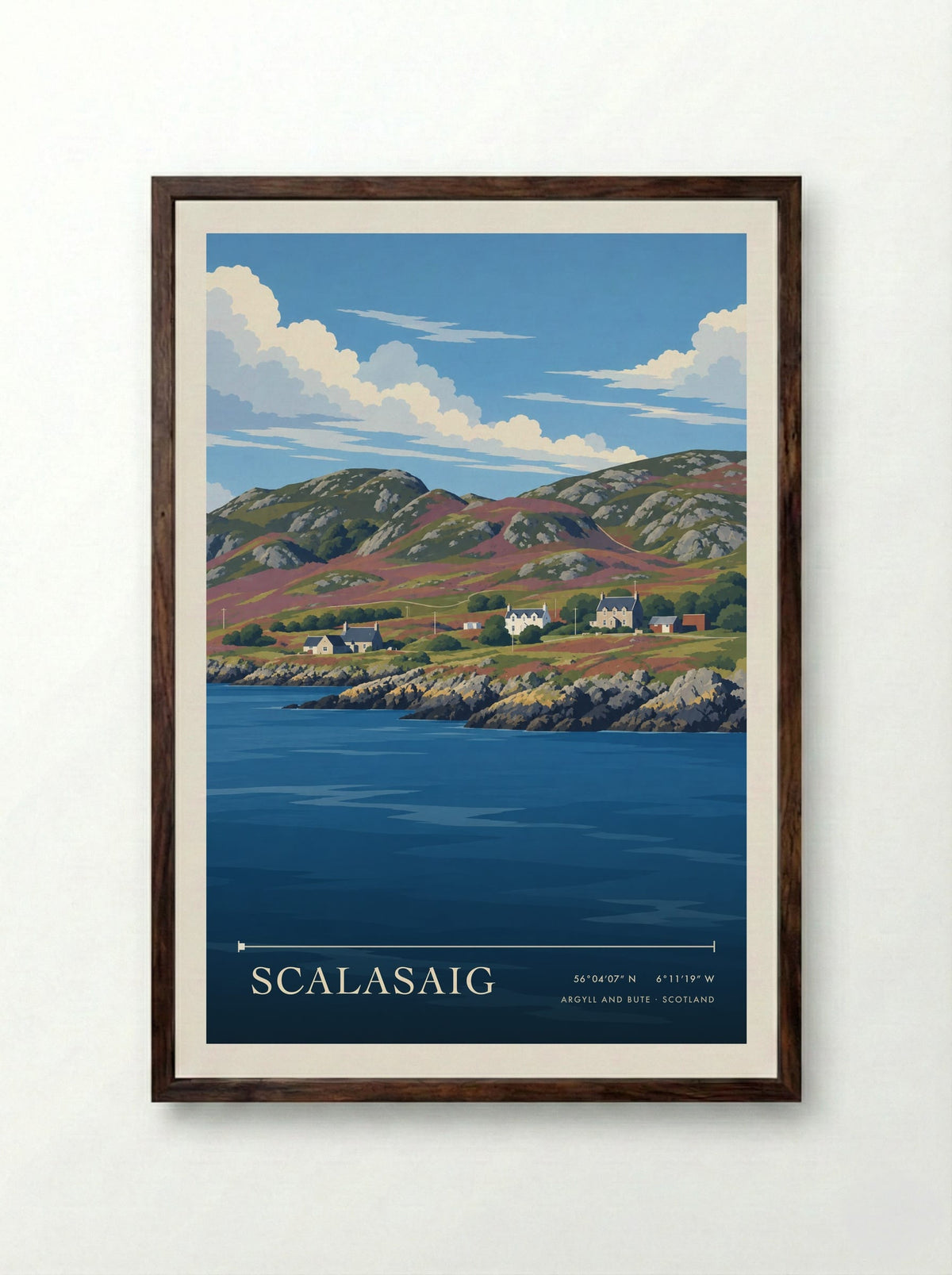 Scalasaig, Argyll and Bute | Travel Poster - Framed Print Dark Wood