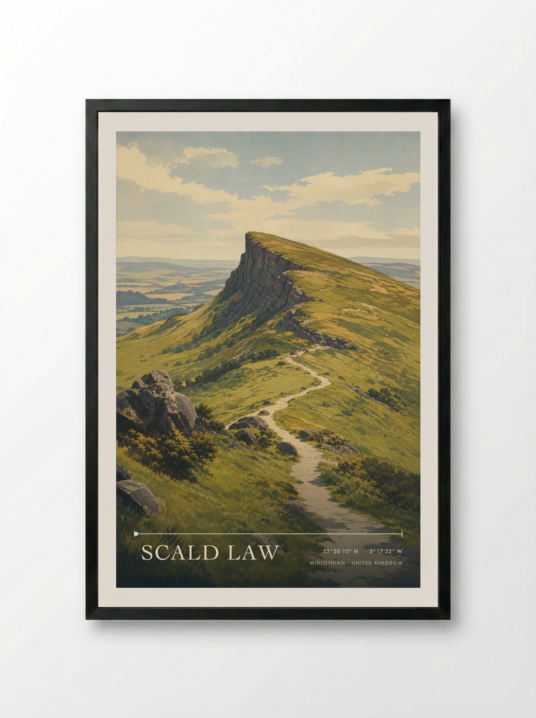 Scald Law Midlothian United Kingdom Travel Poster - Framed Print Black