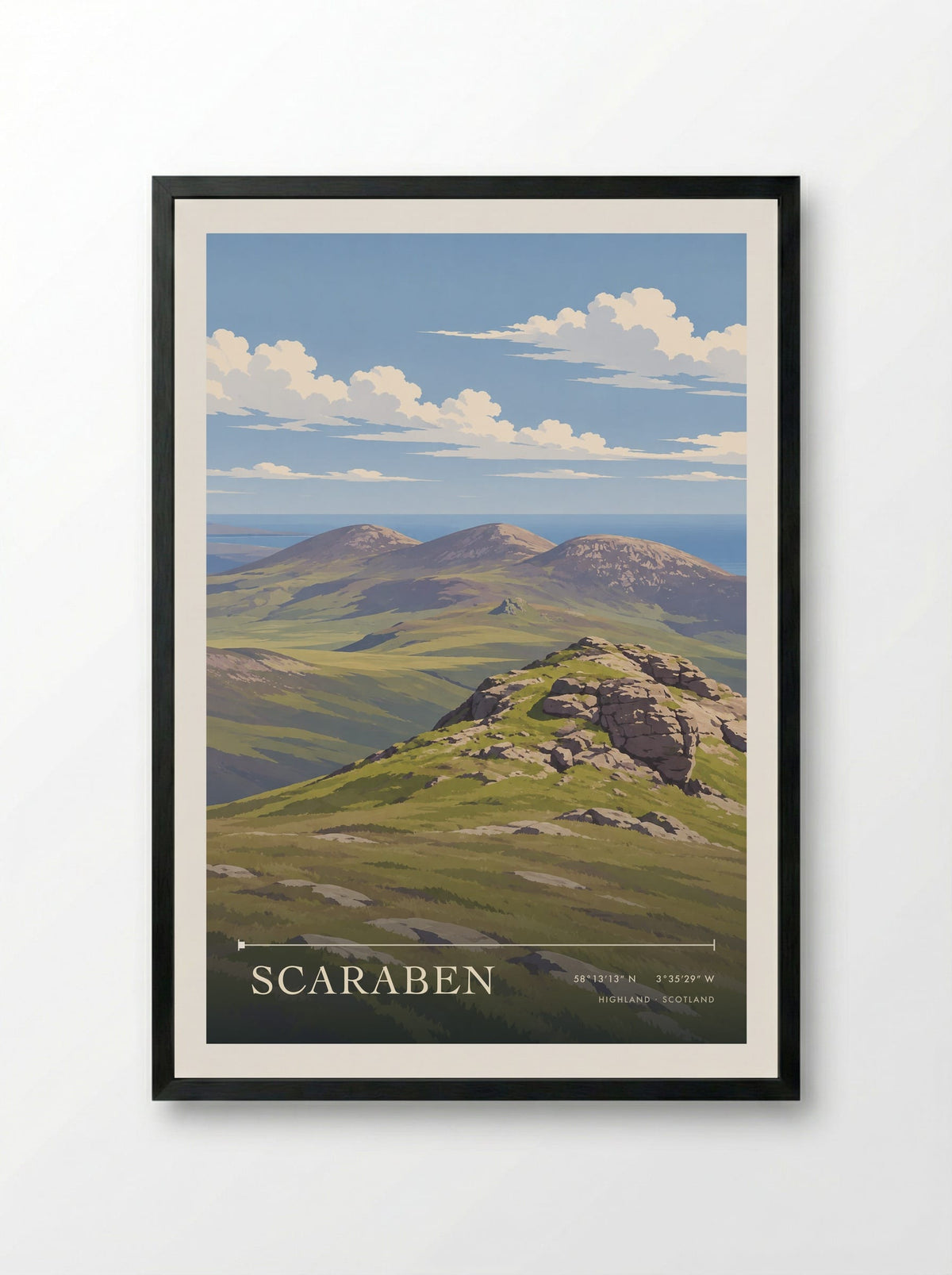 Scaraben, Highland | Travel Poster - Framed Print Black