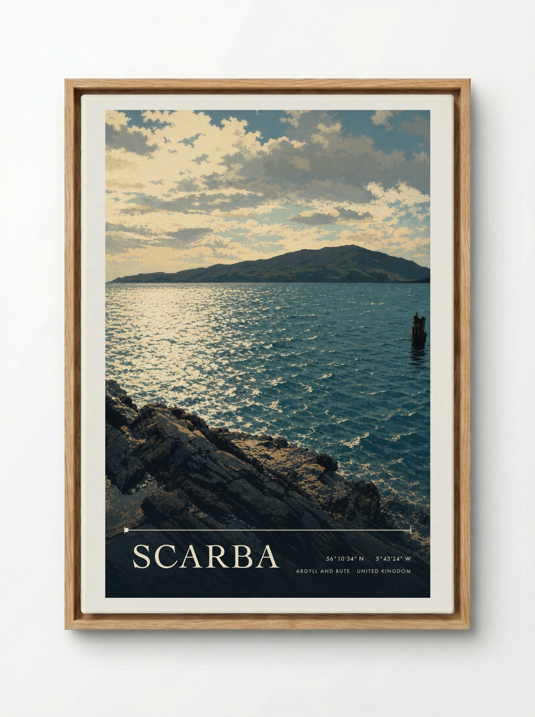 Scarba Argyll and Bute United Kingdom Travel Poster - Framed Canvas Wood