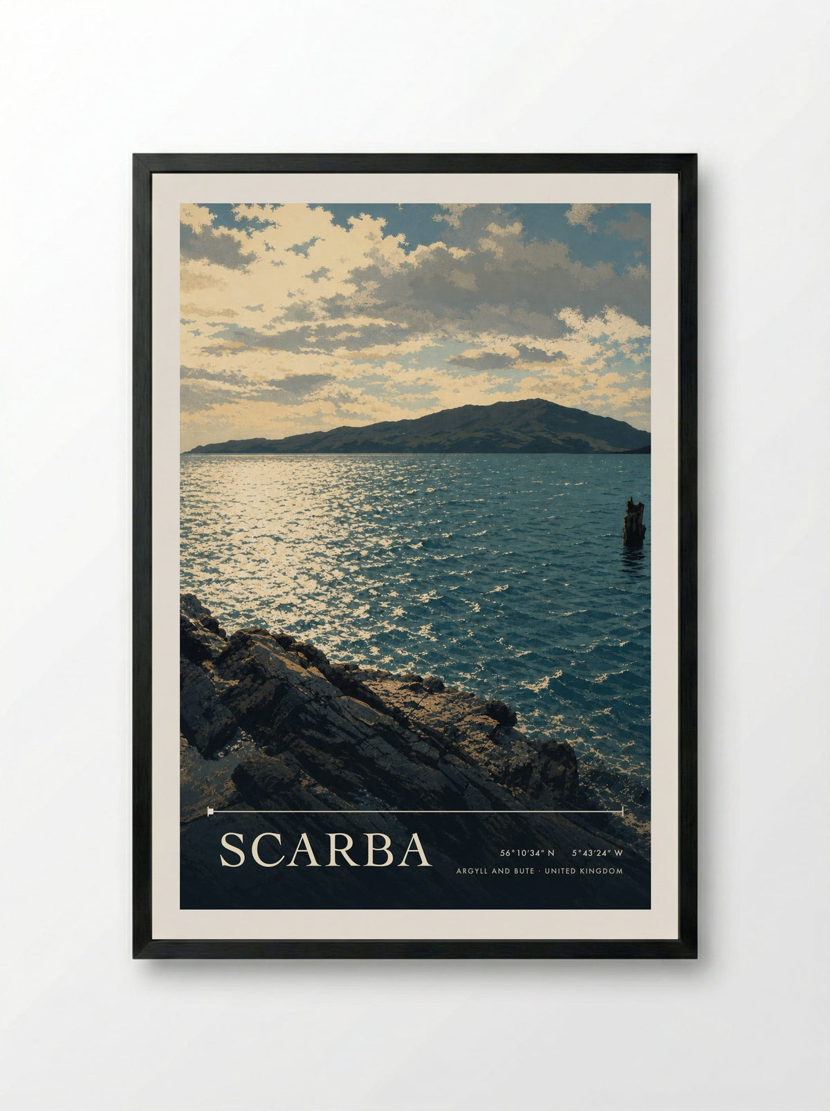 Scarba Argyll and Bute United Kingdom Travel Poster - Framed Print Black