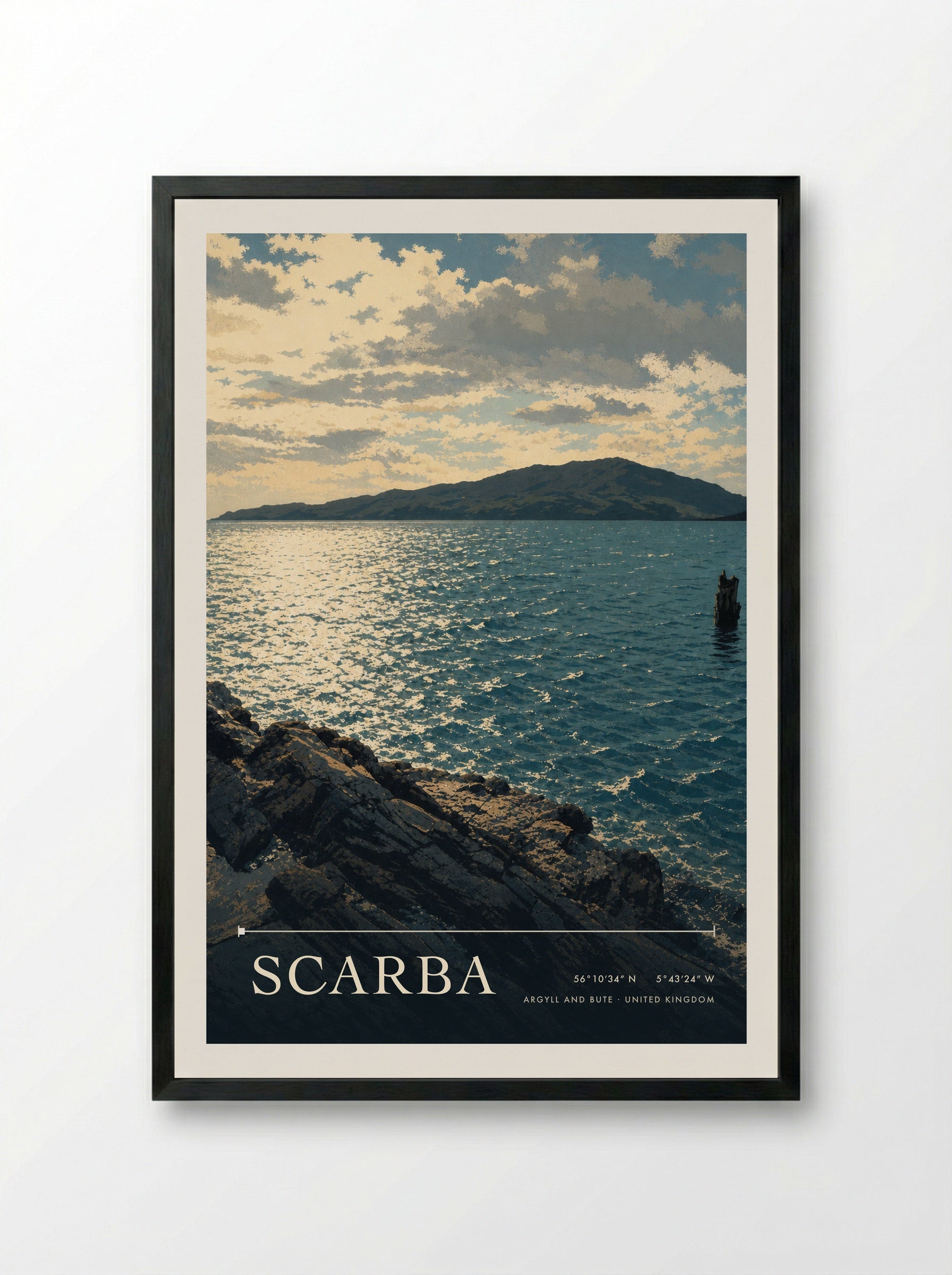Scarba Argyll and Bute United Kingdom Travel Poster - Framed Print Black