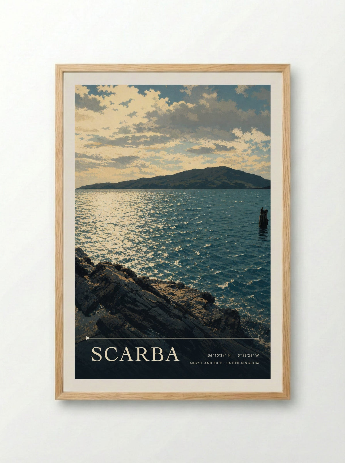 Scarba Argyll and Bute United Kingdom Travel Poster - Framed Print Wood