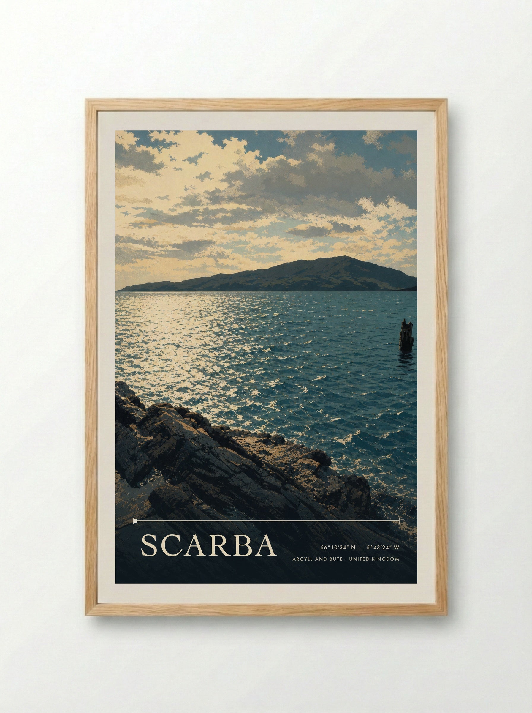 Scarba Argyll and Bute United Kingdom Travel Poster - Framed Print Wood