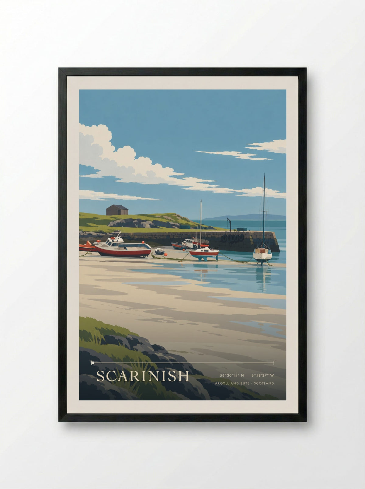 Scarinish, Argyll and Bute | Travel Poster - Framed Print Black