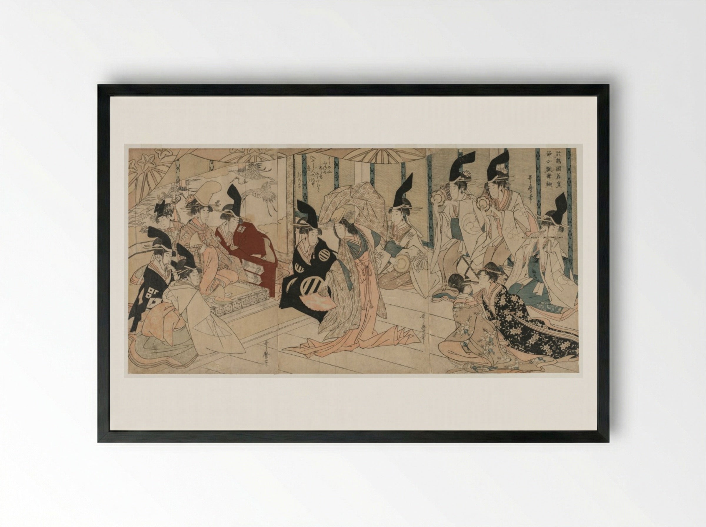 Scene Adapted from the play The Treasury of Loyal Retainers (Chushingura) - Kitagawa Utamaro - Framed Print Black