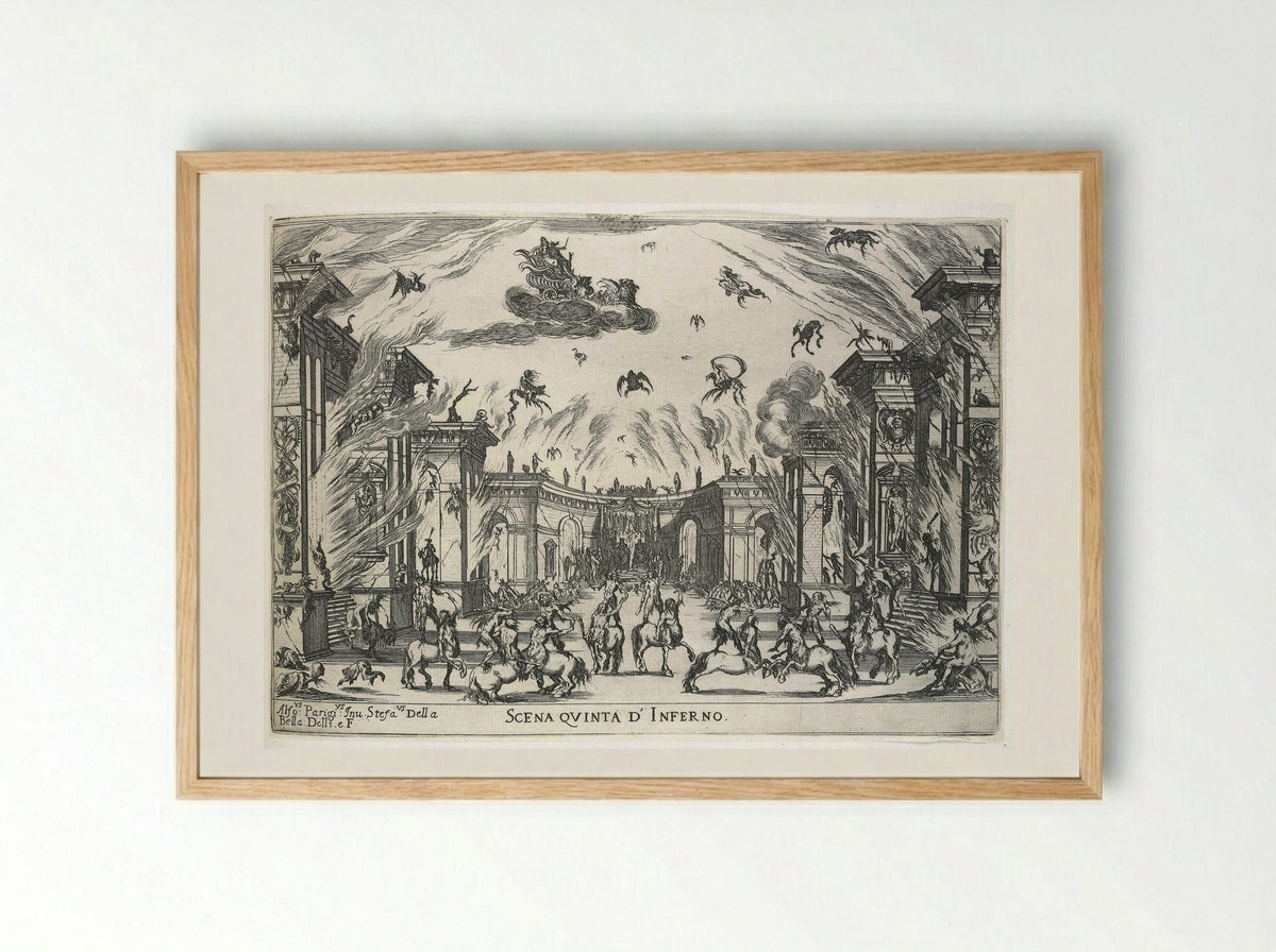 Scene Five; Hell - Stefano Della Bella - Framed Print Wood