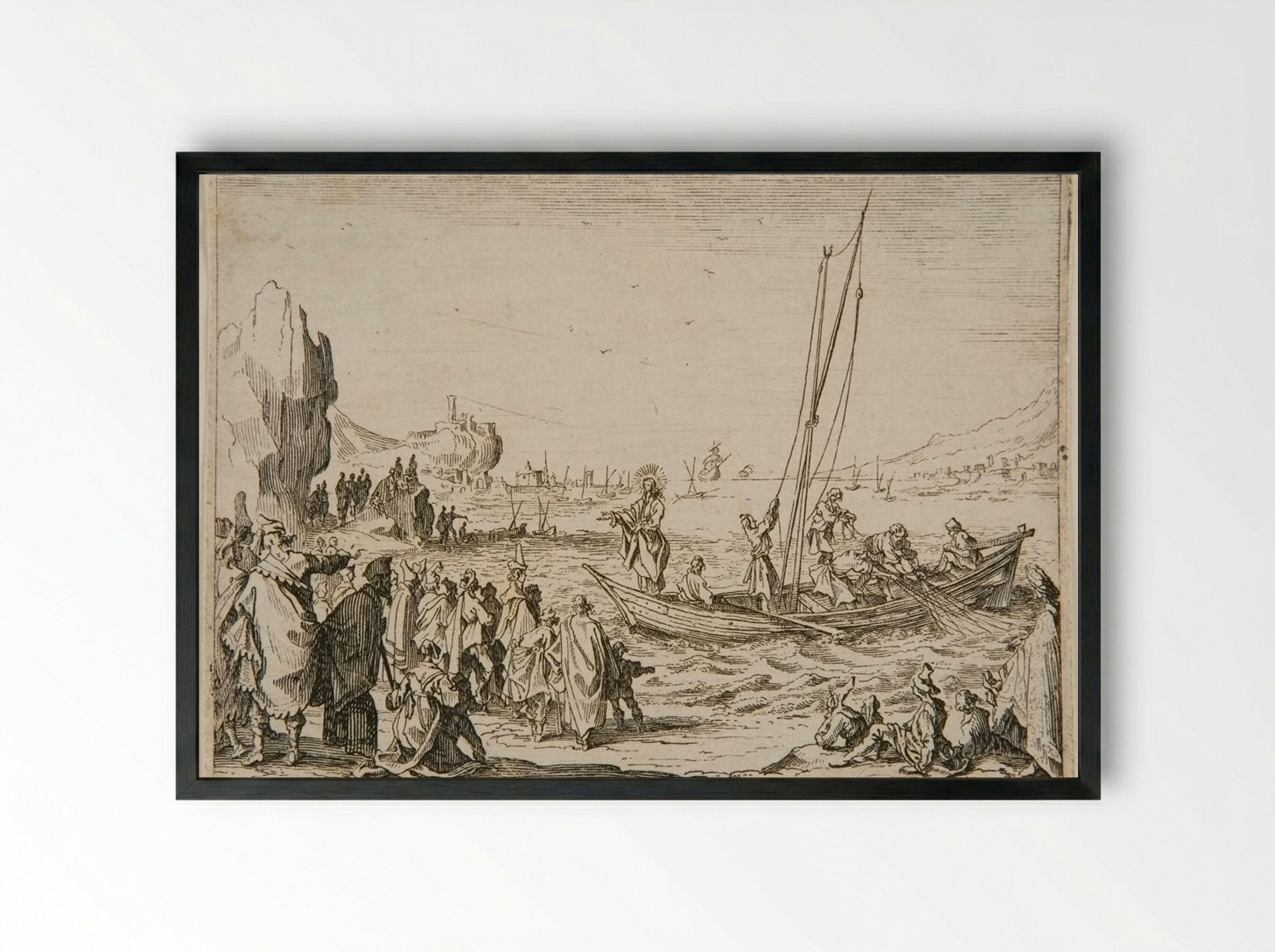 Scene Six (The Miraculous Draught of Fishes) - Johanna Sibylla Kraus - Framed Print Black