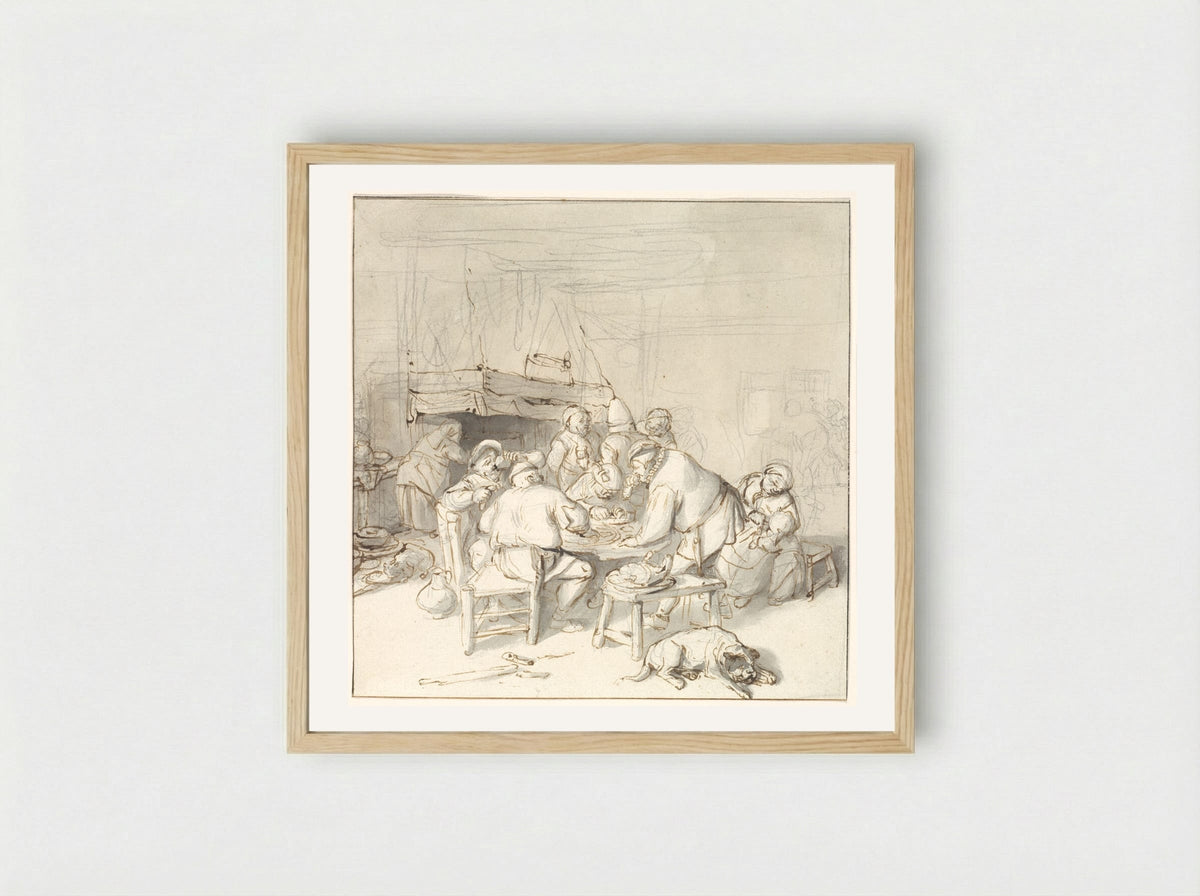 Scene at an Inn - Cornelis Dusart - Framed Print Wood