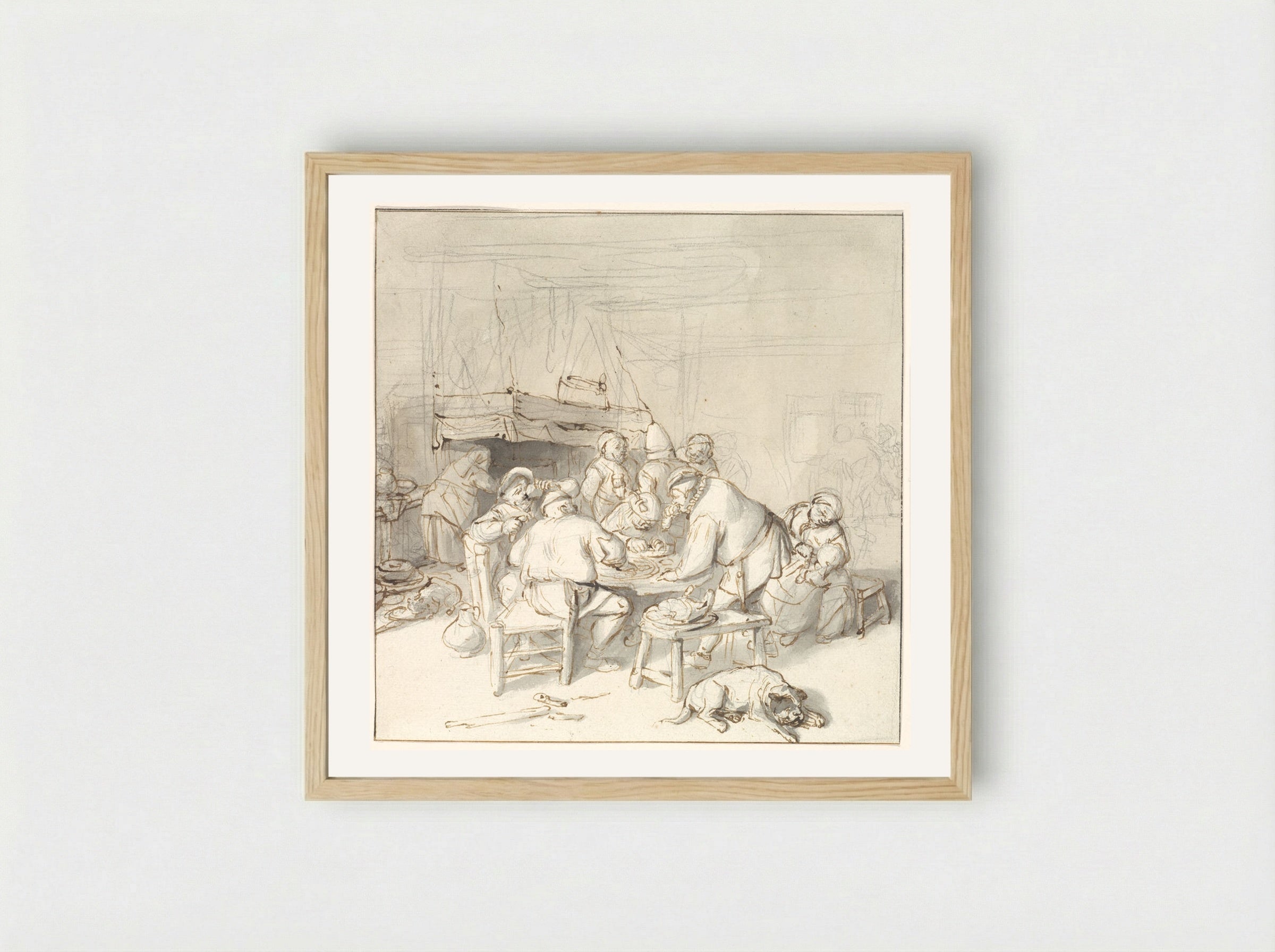 Scene at an Inn - Cornelis Dusart - Framed Print Wood