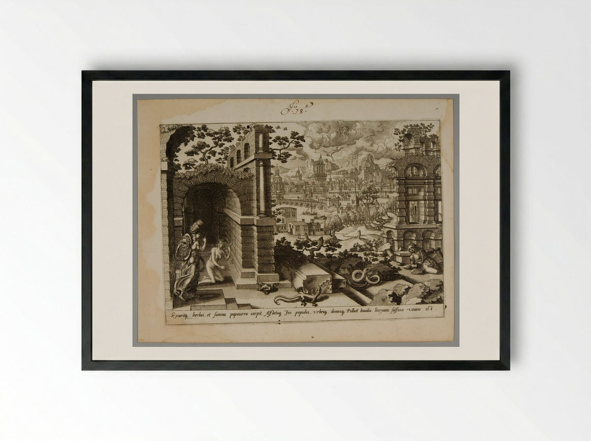 Scene from Ovid's Metamorphoses - Gerard de Jode - Framed Print Black