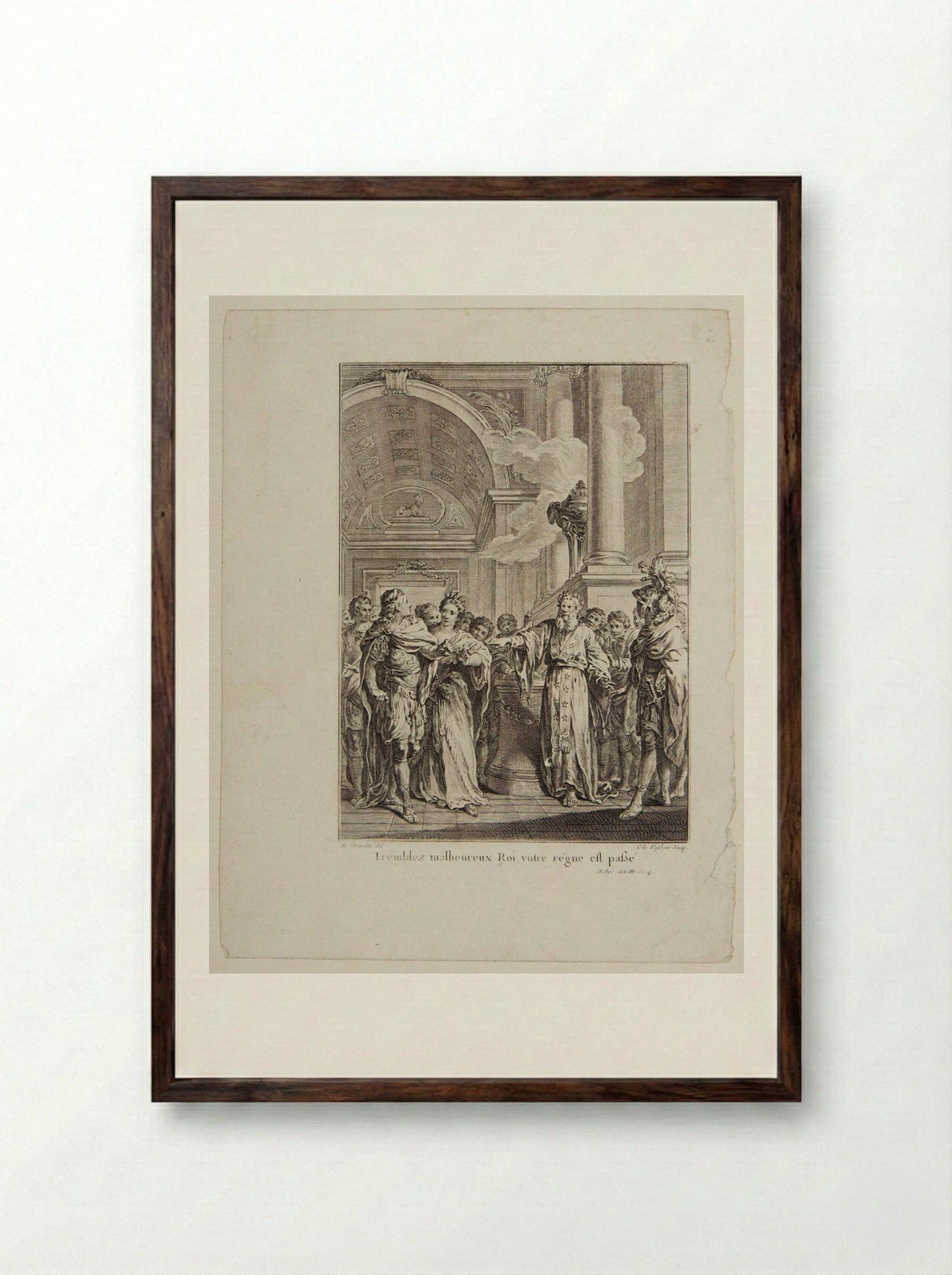 Scene from Voltaire's Oedipe - Jean Charles Levasseur - Framed Print Dark Wood