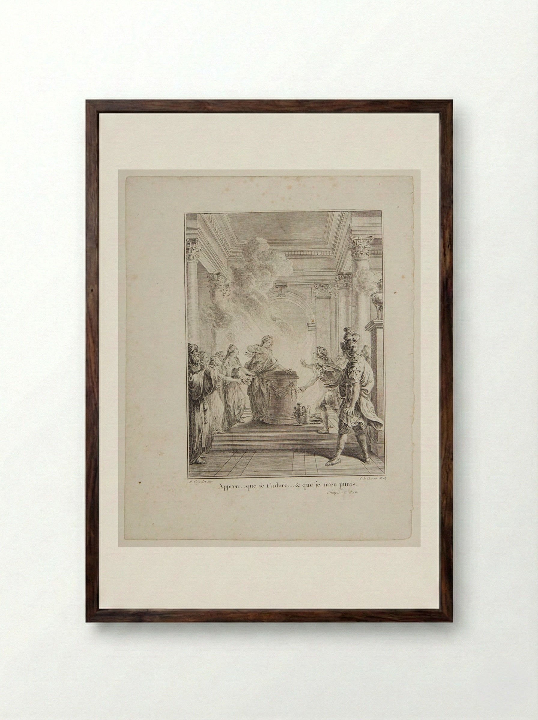 Scene from Voltaire's Olimpie - Jean Charles Levasseur - Framed Print Dark Wood