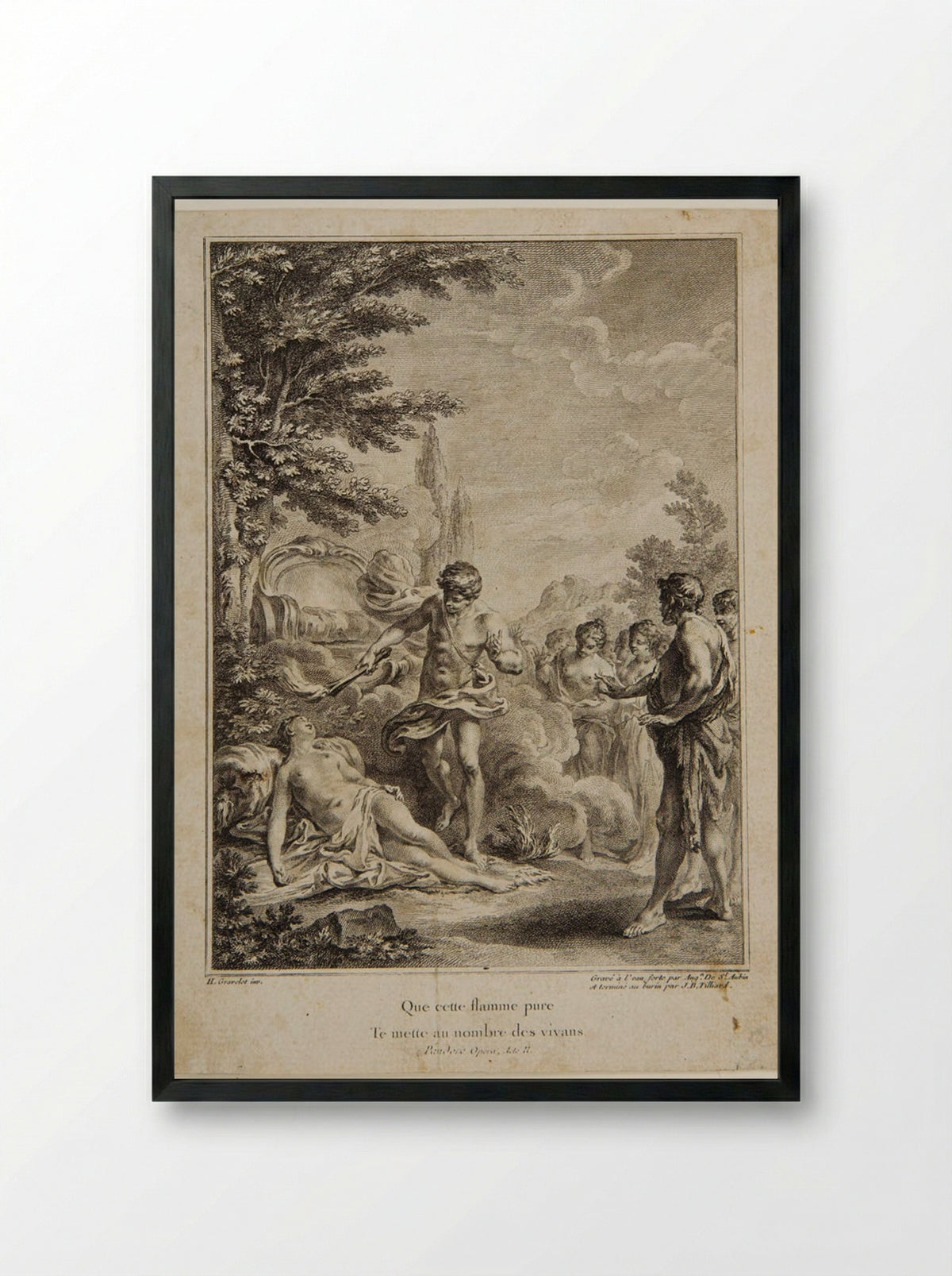 Scene from Voltaire's Pandore - Jean Baptiste Tilliard - Framed Print Black