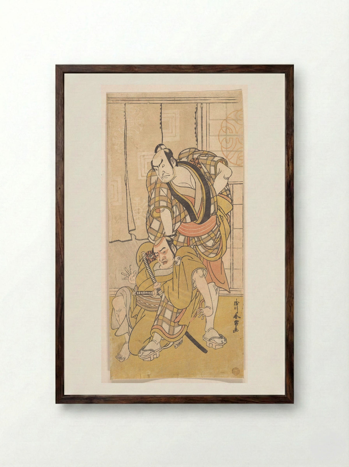 Scene from a Play - Katsukawa Shunjō - Framed Print Dark Wood