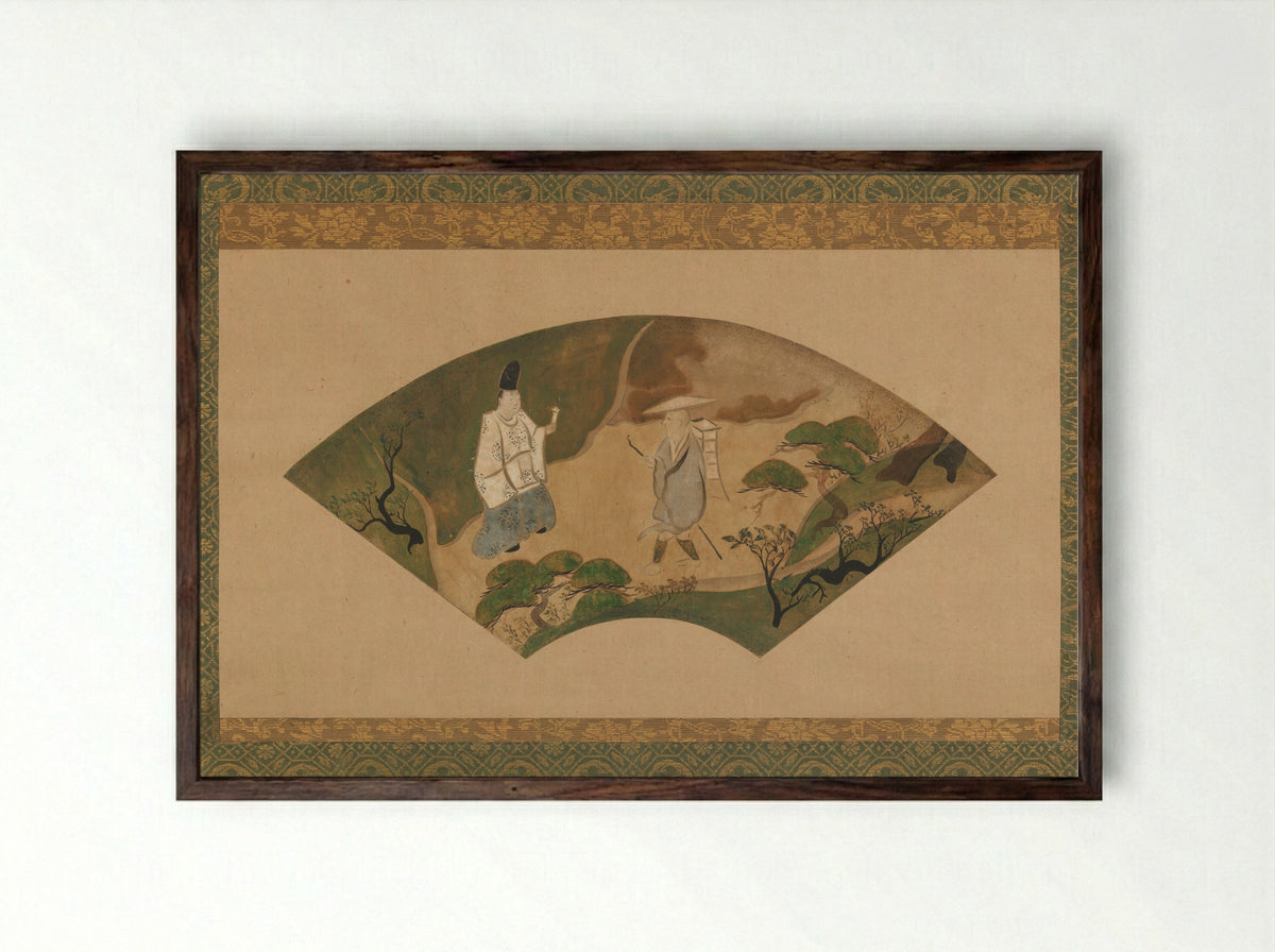 Scene from the Tales of Ise: Mount Utsu - Fukae Roshū - Framed Print Dark Wood