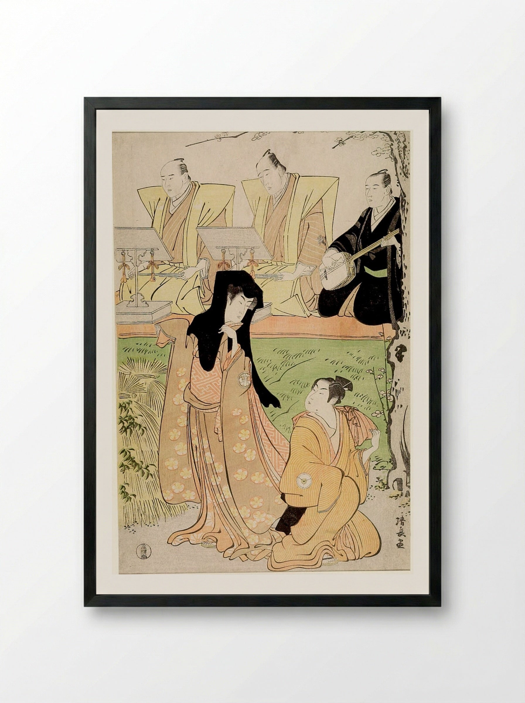 Scene from the jōruri Ukina no Hatsugasumi - Torii Kiyonaga - Framed Print Black