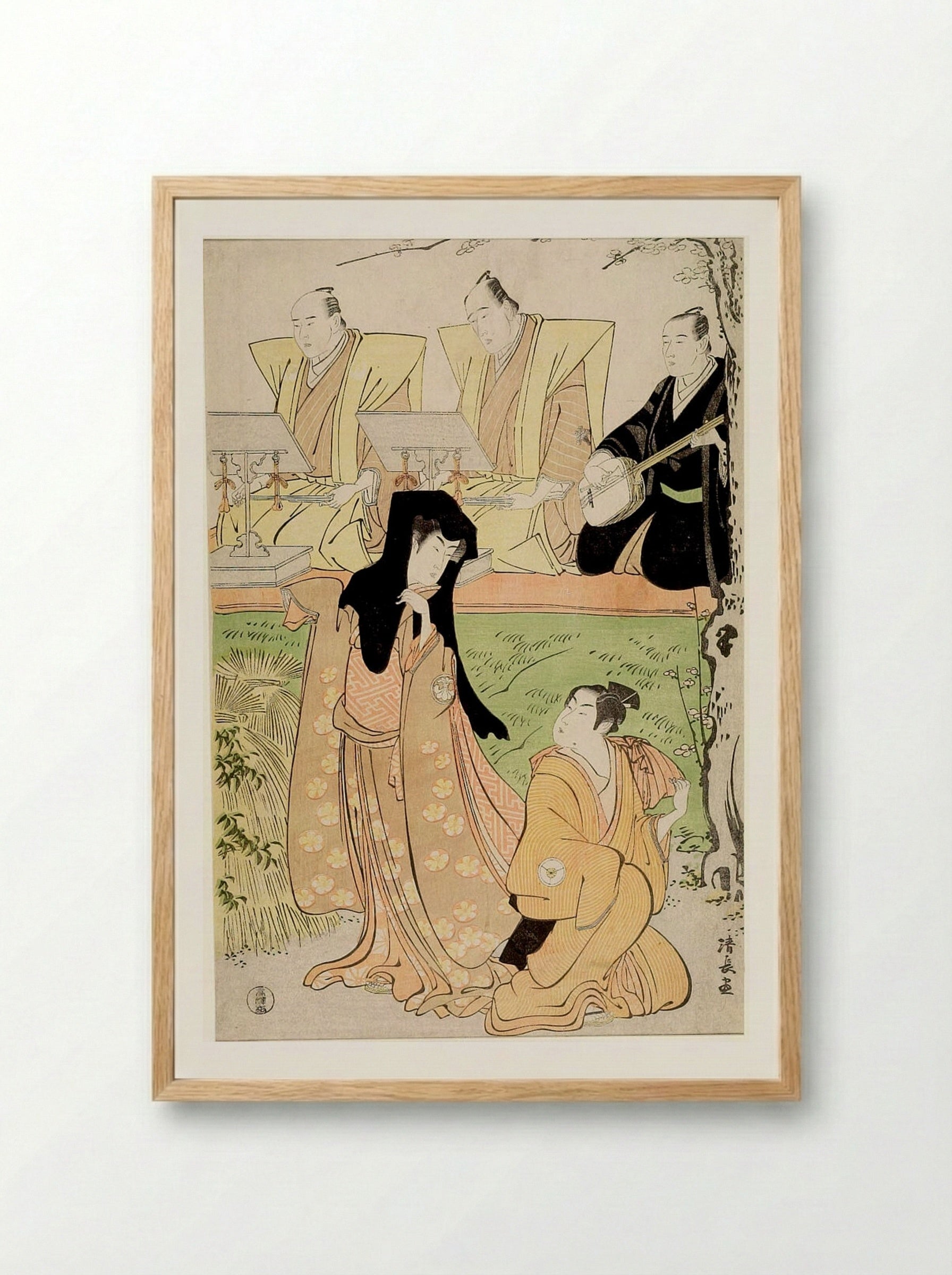 Scene from the jōruri Ukina no Hatsugasumi - Torii Kiyonaga - Framed Print Wood