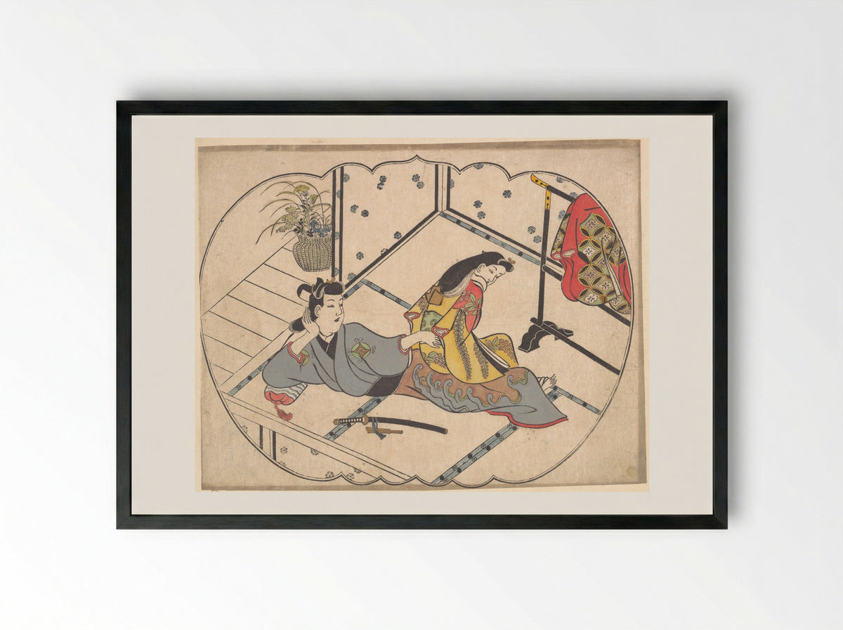 Scene in a Joroya - Furuyama Moroshige - Framed Print Black