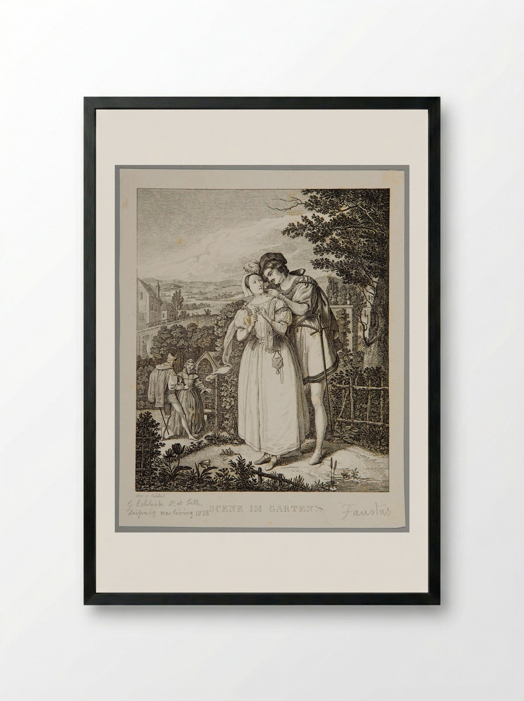 Scene in the Garden (Faust) - Adolf Hohneck - Framed Print Black