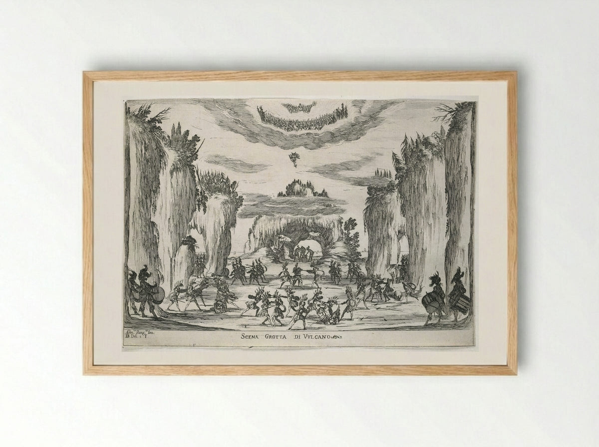 Scene of Vulcan's Cave - Stefano Della Bella - Framed Print Wood