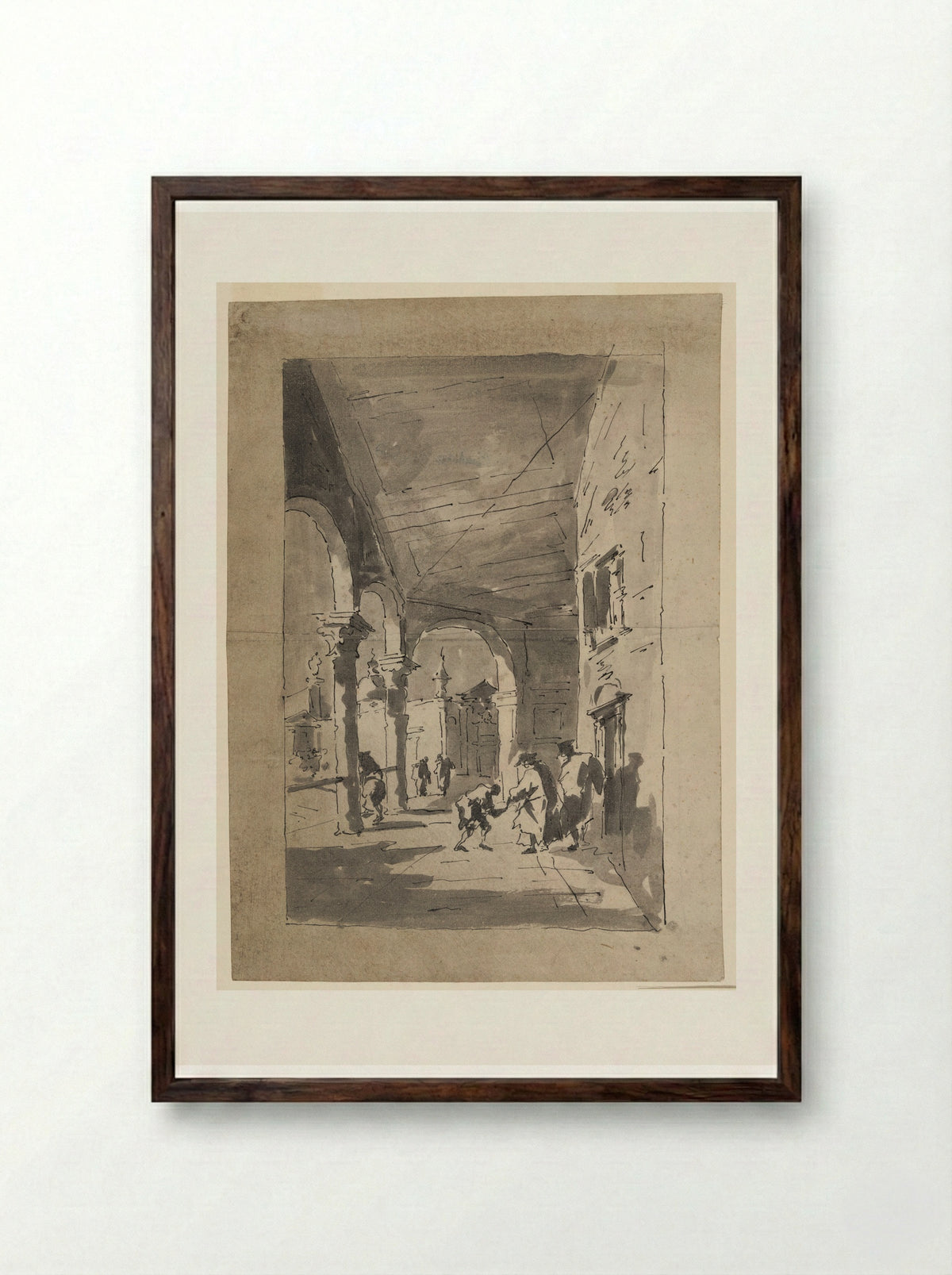 Scene under an Arcade - Francesco Guardi - Framed Print Dark Wood